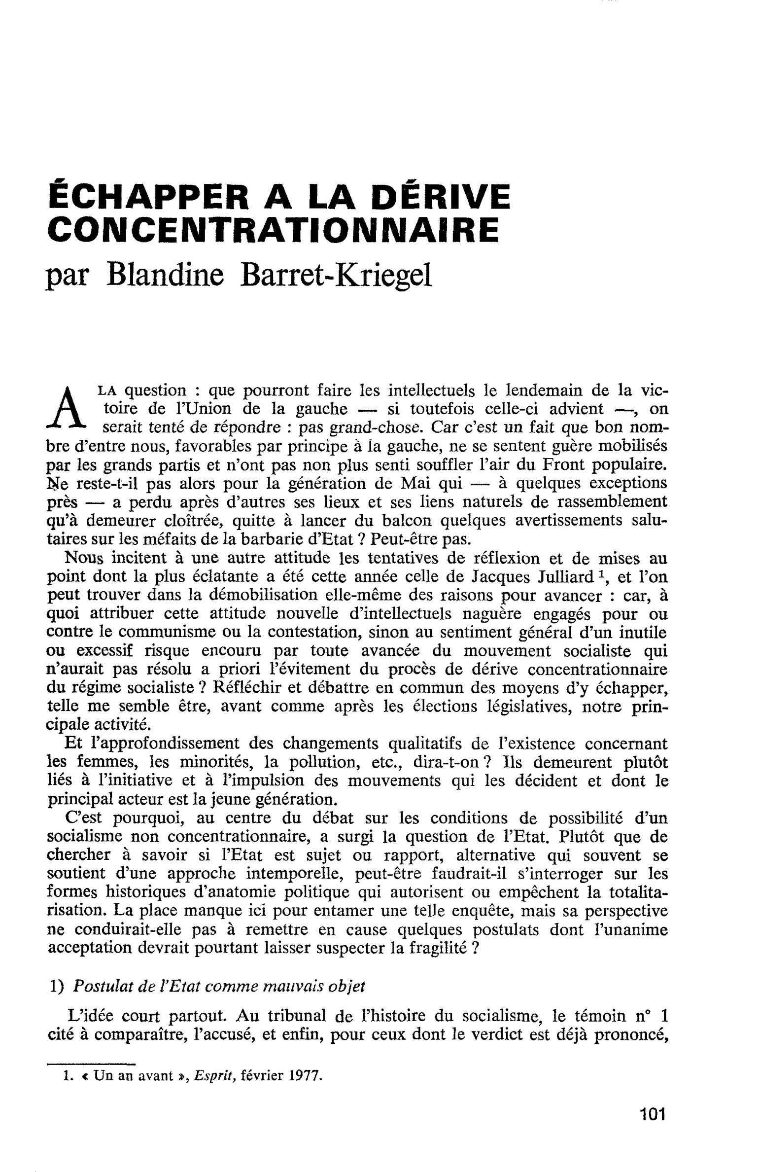 ÉCHAPPER A LA DÉRIVE CONCENTRATIONNAIRE