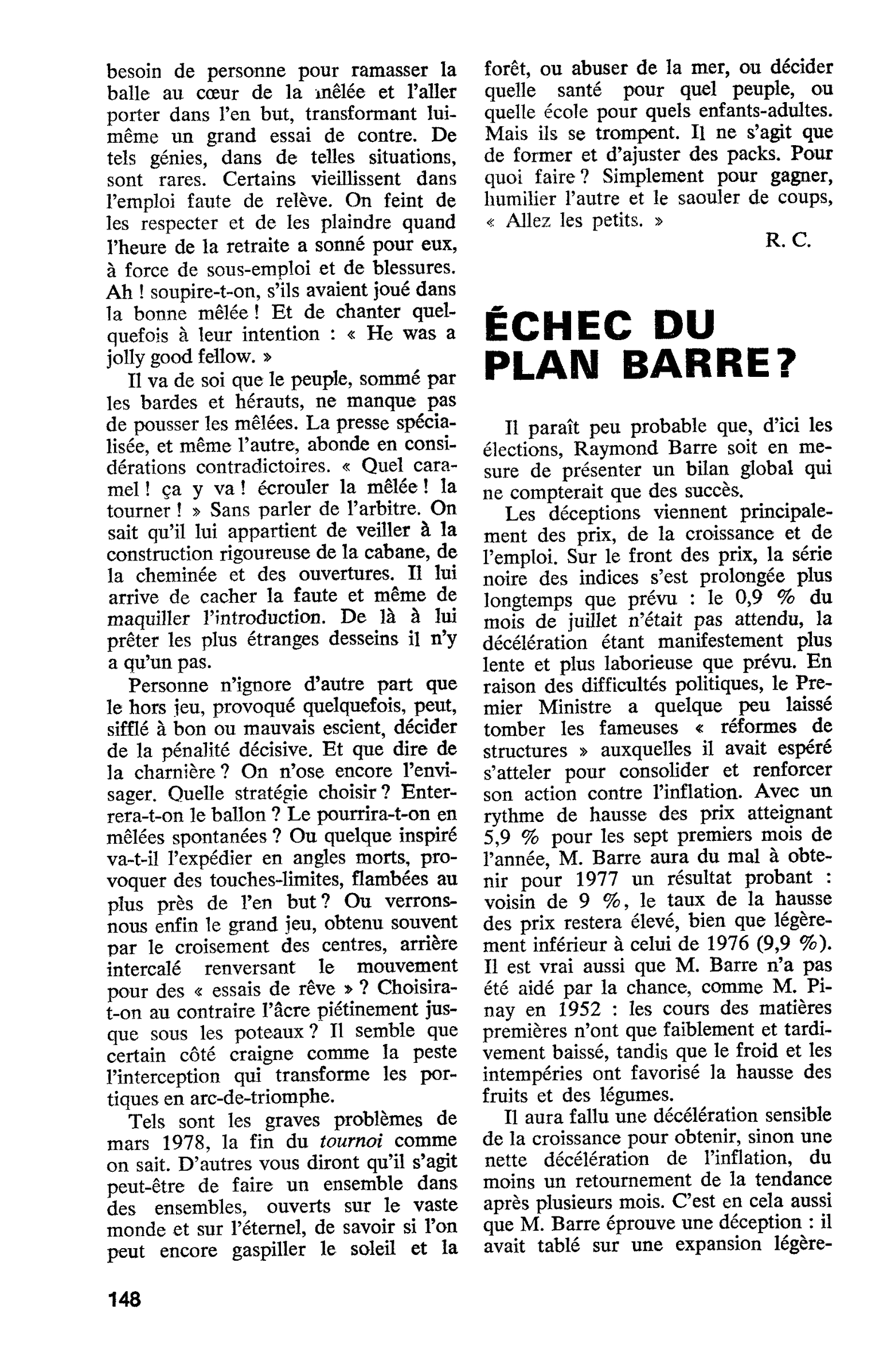 ÉCHEC DU PLAN BARRE ?