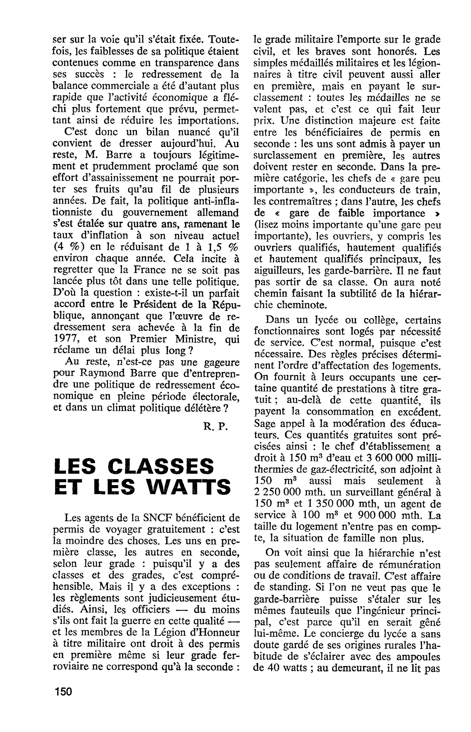 LES CLASSES ET LES WATTS