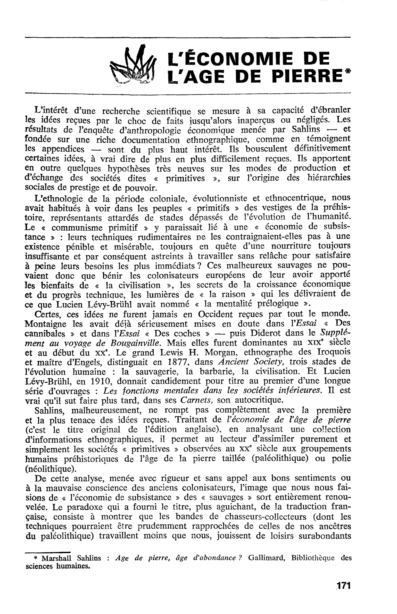 L’Économie de l’age de pierre
