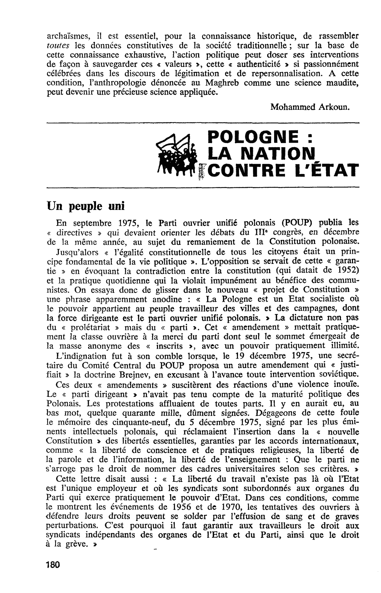 POLOGNE : LA NATION CONTRE L’ÉTAT