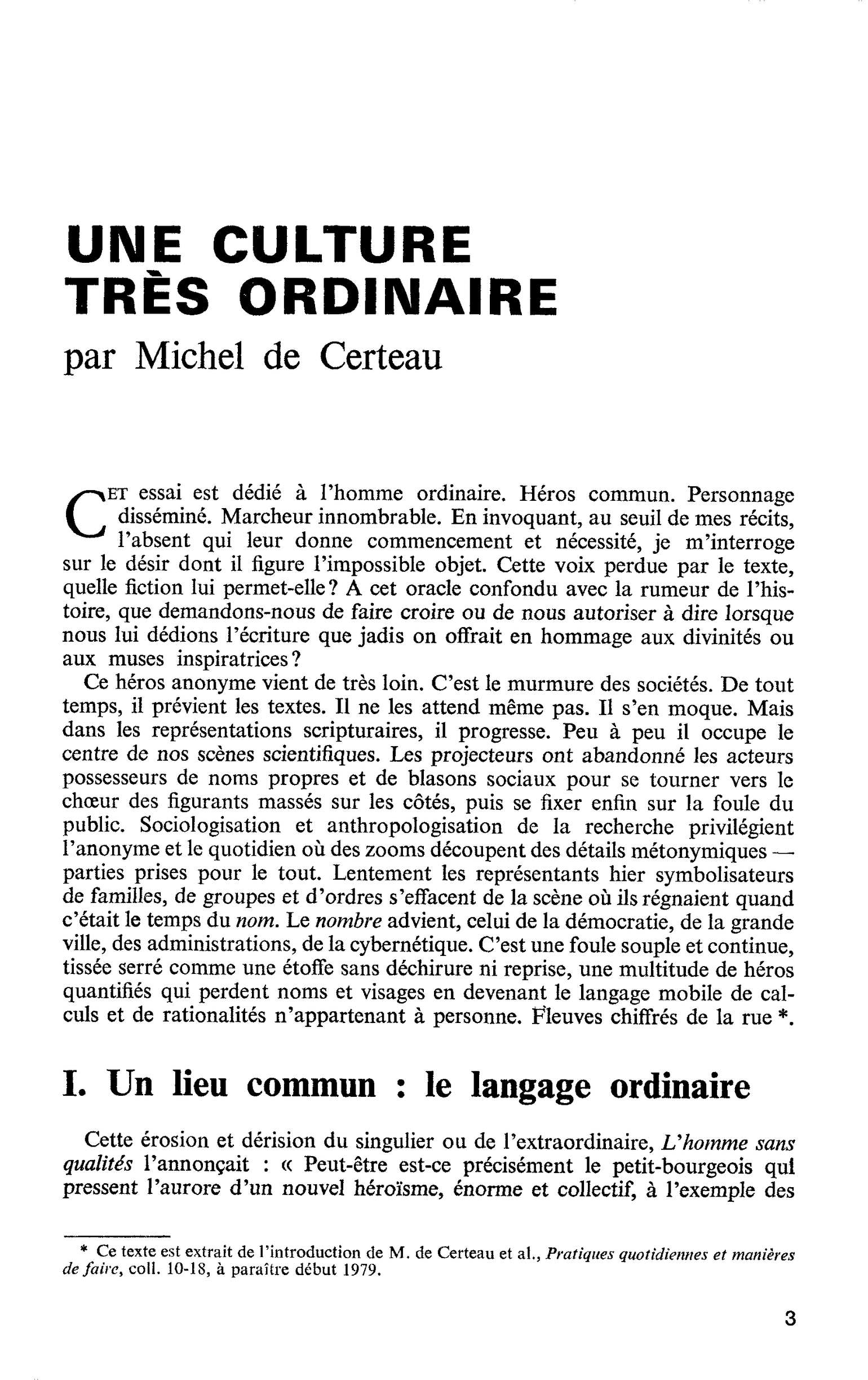 Une culture très ordinaire