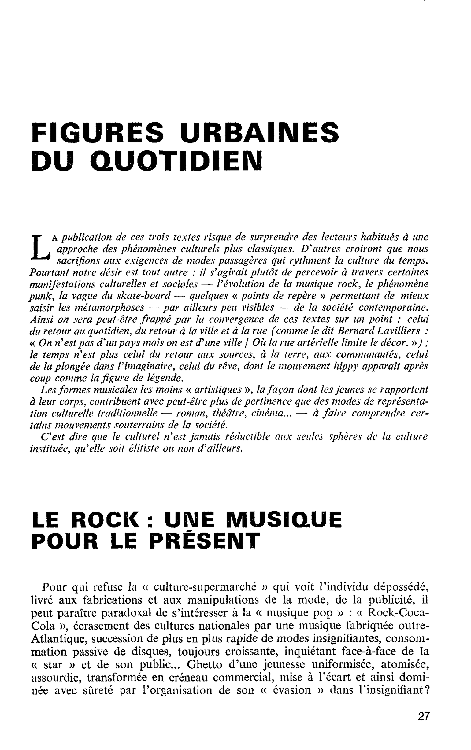 FIGURES URBAINES DU QUOTIDIEN