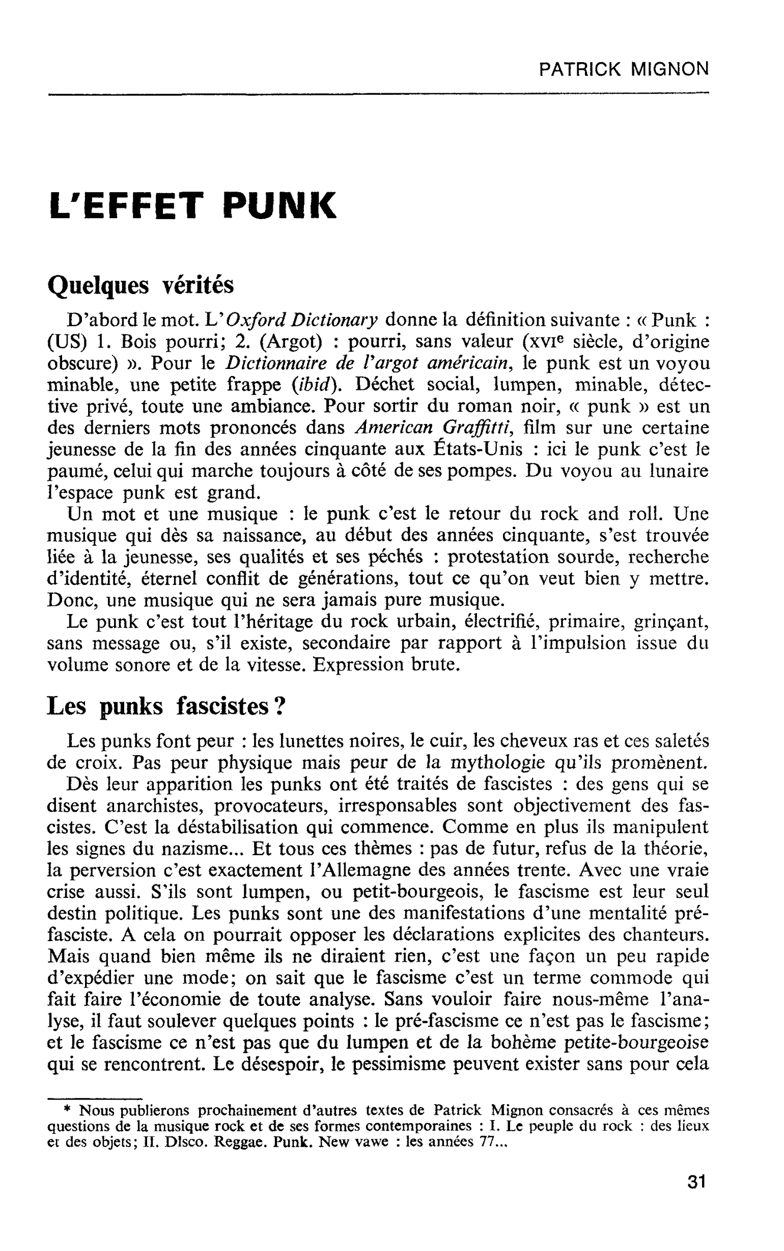 FIGURES URBAINES DU QUOTIDIEN : L’EFFET PUNK