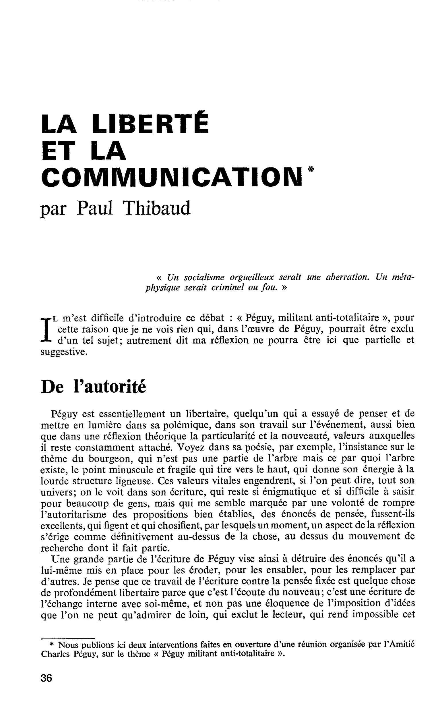 LA LIBERTÉ ET LA COMMUNICATION