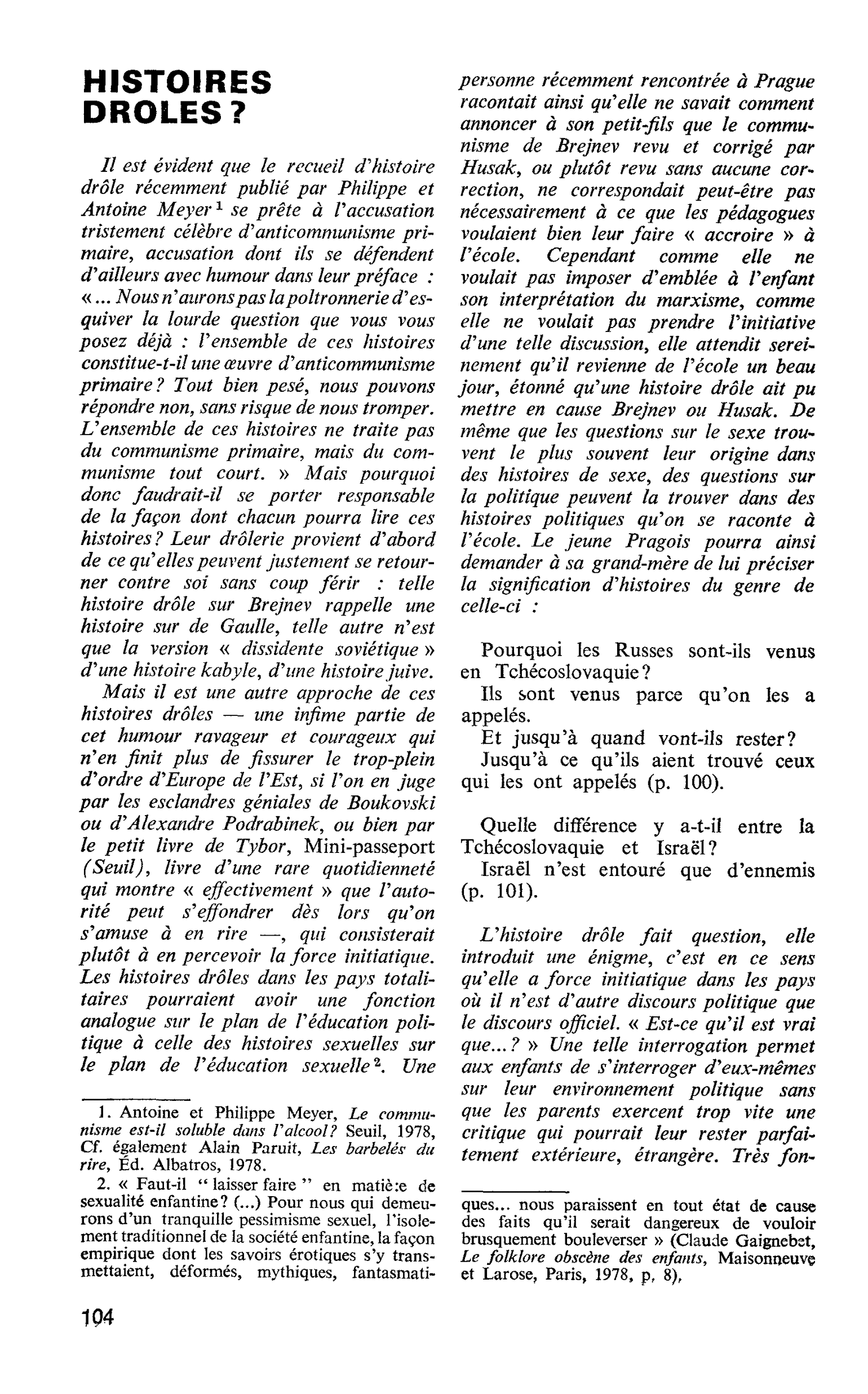 HISTOIRES DROLES ?