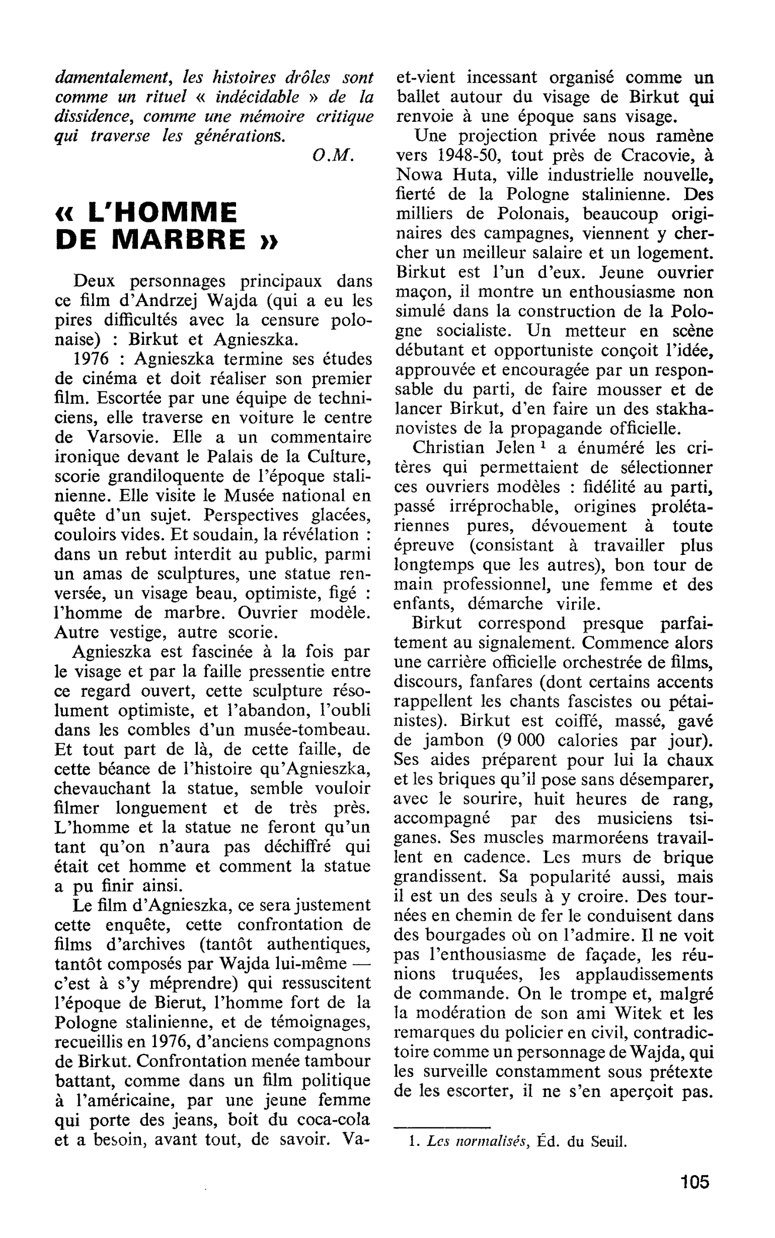 « L’HOMME DE MARBRE »
