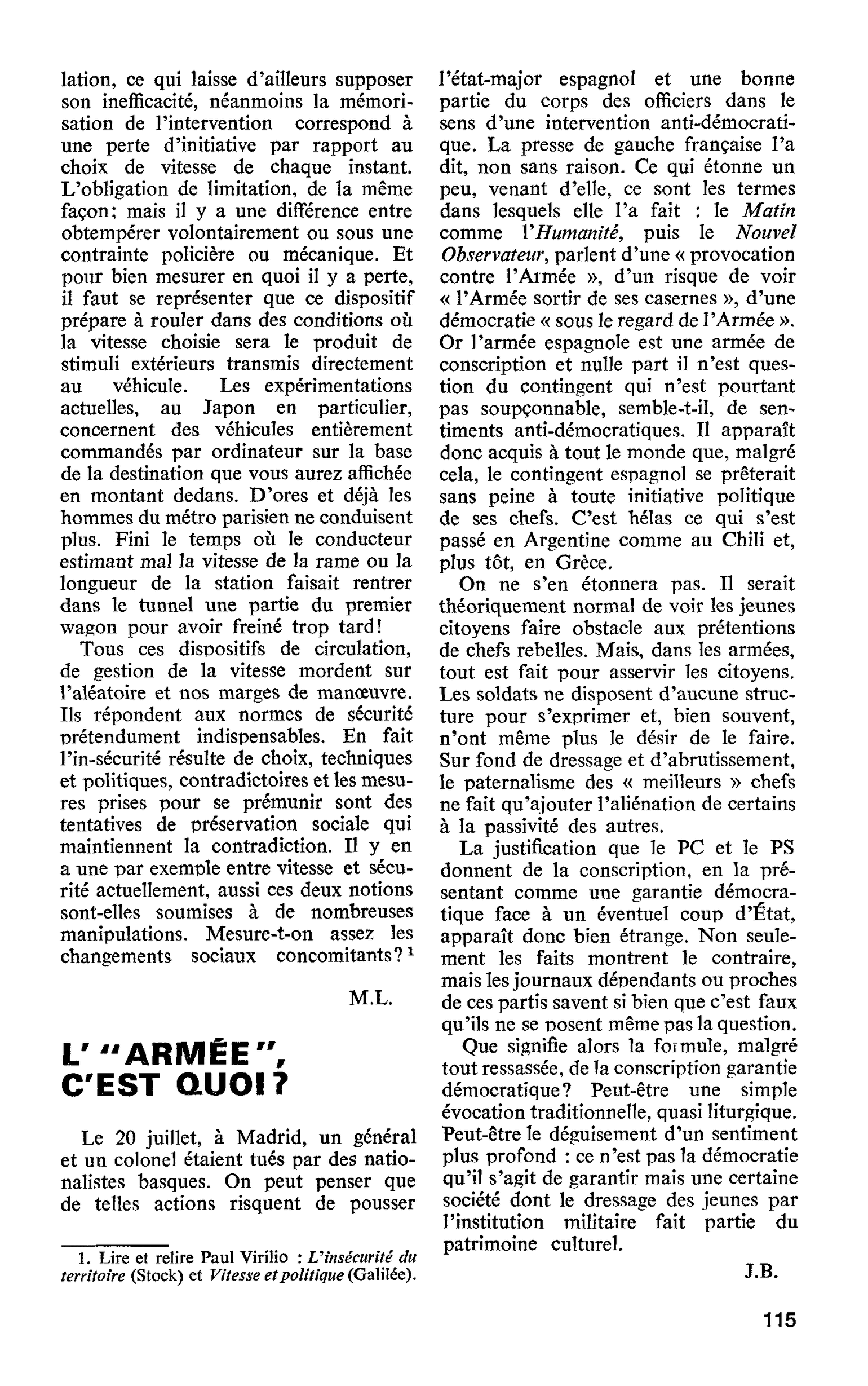 L’ « ARMÉE », C’EST QUOI ?