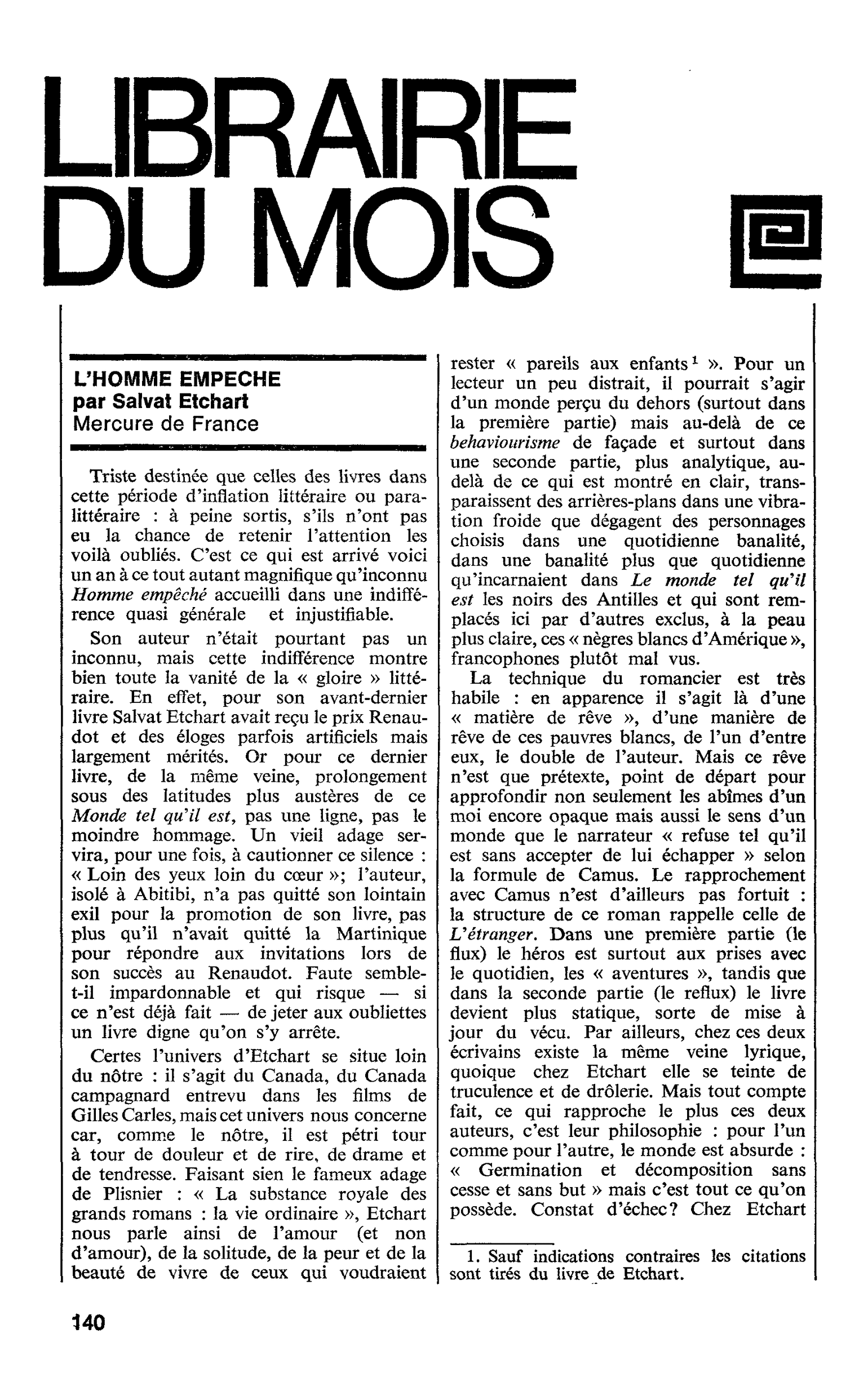 L’HOMME EMPECHE par Salvat Etchart
