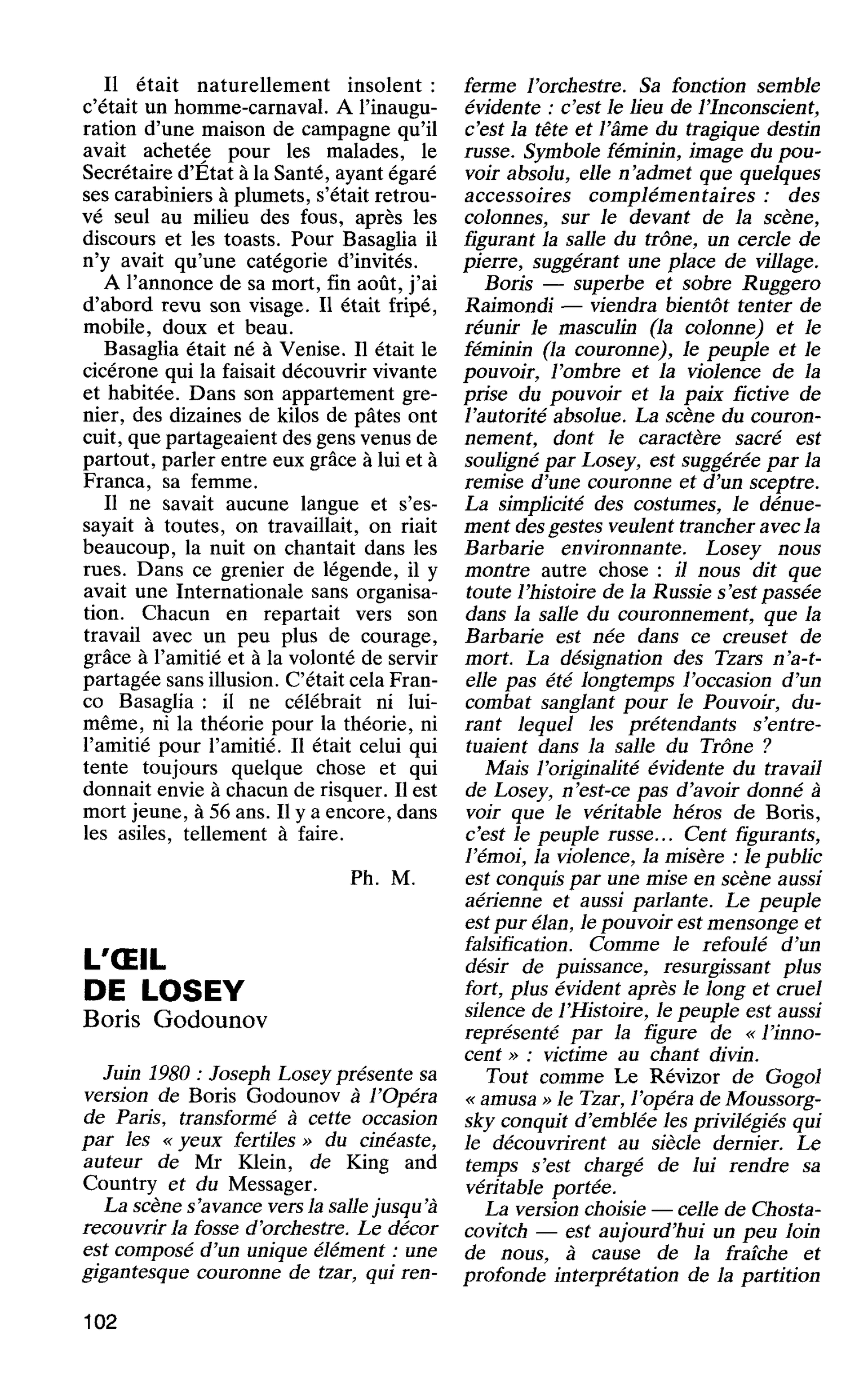 L’OEIL DE LOSEY Boris Godounov