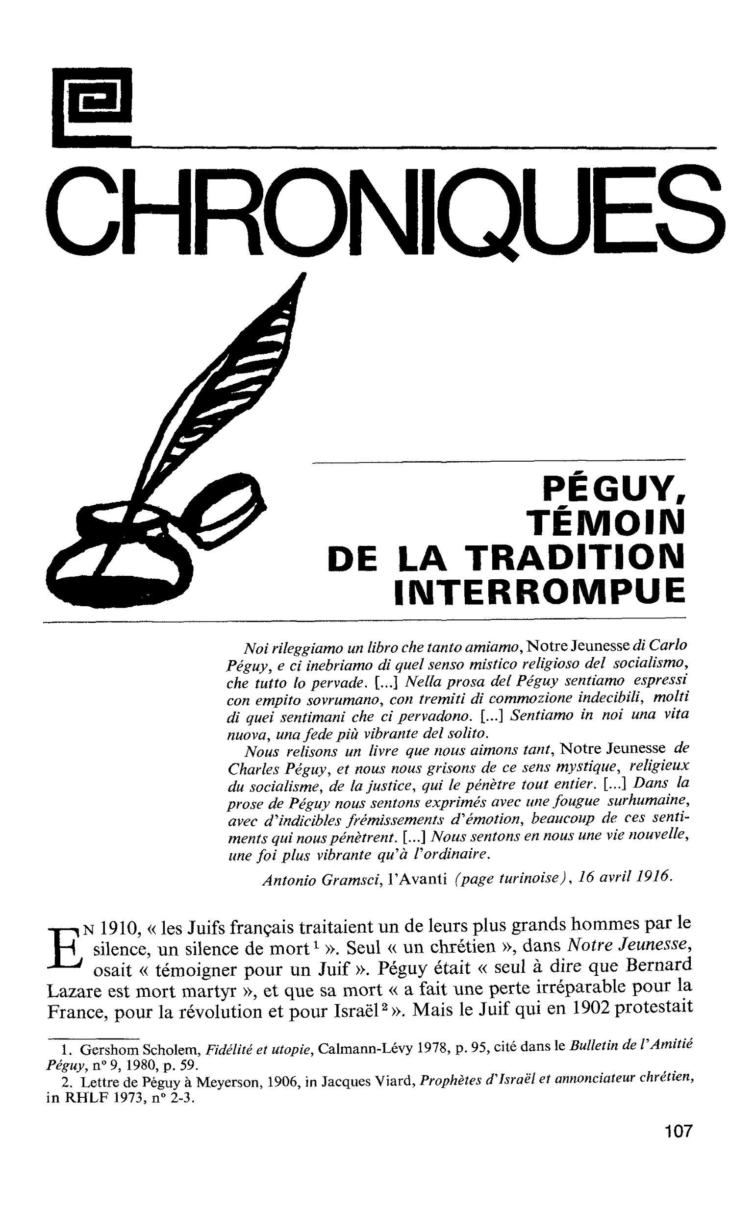 PÉGUY, TÉMOIN DE LA TRADITION INTERROMPUE