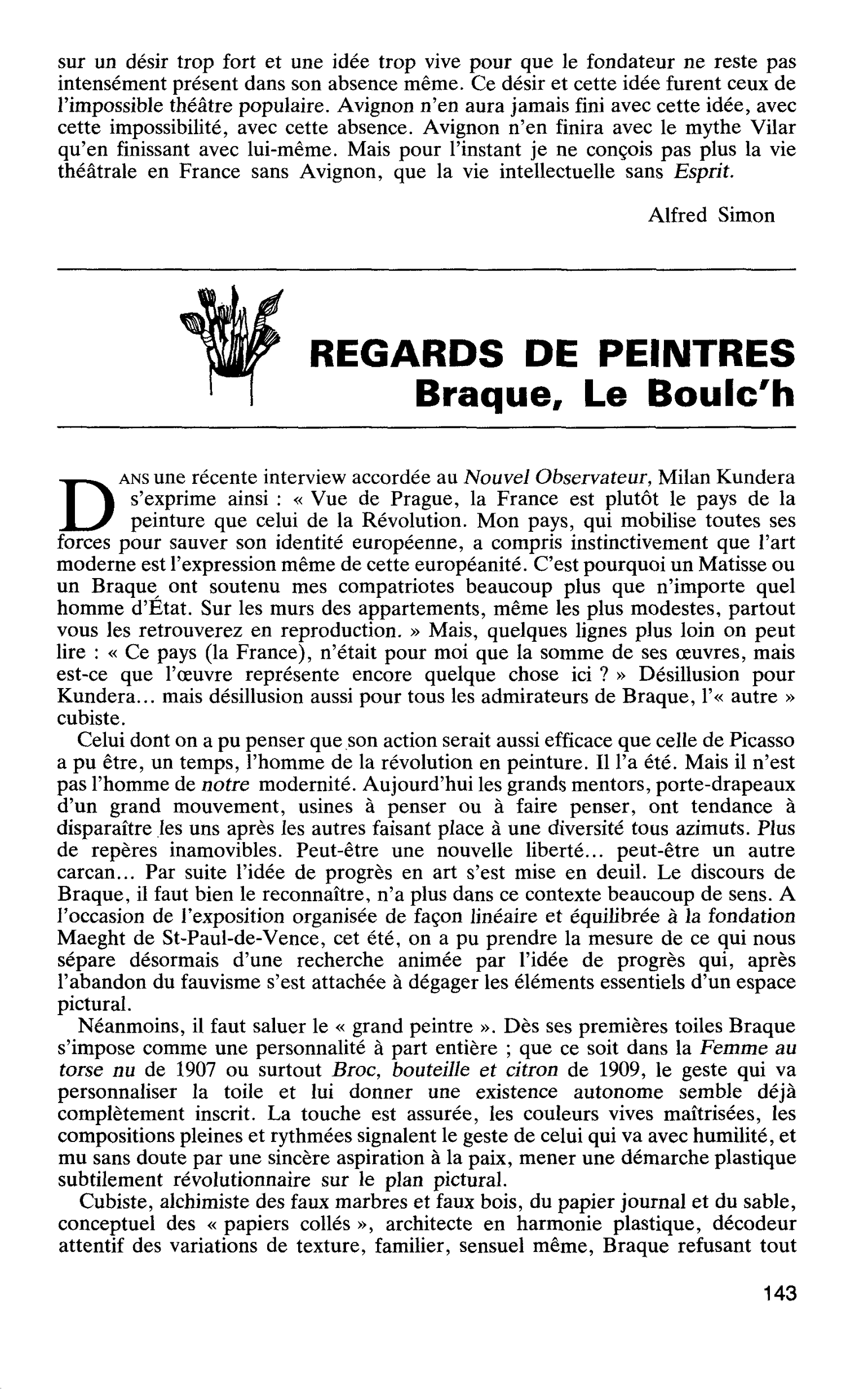 REGARDS DE PEINTRES. Braque, Le Boulc’h