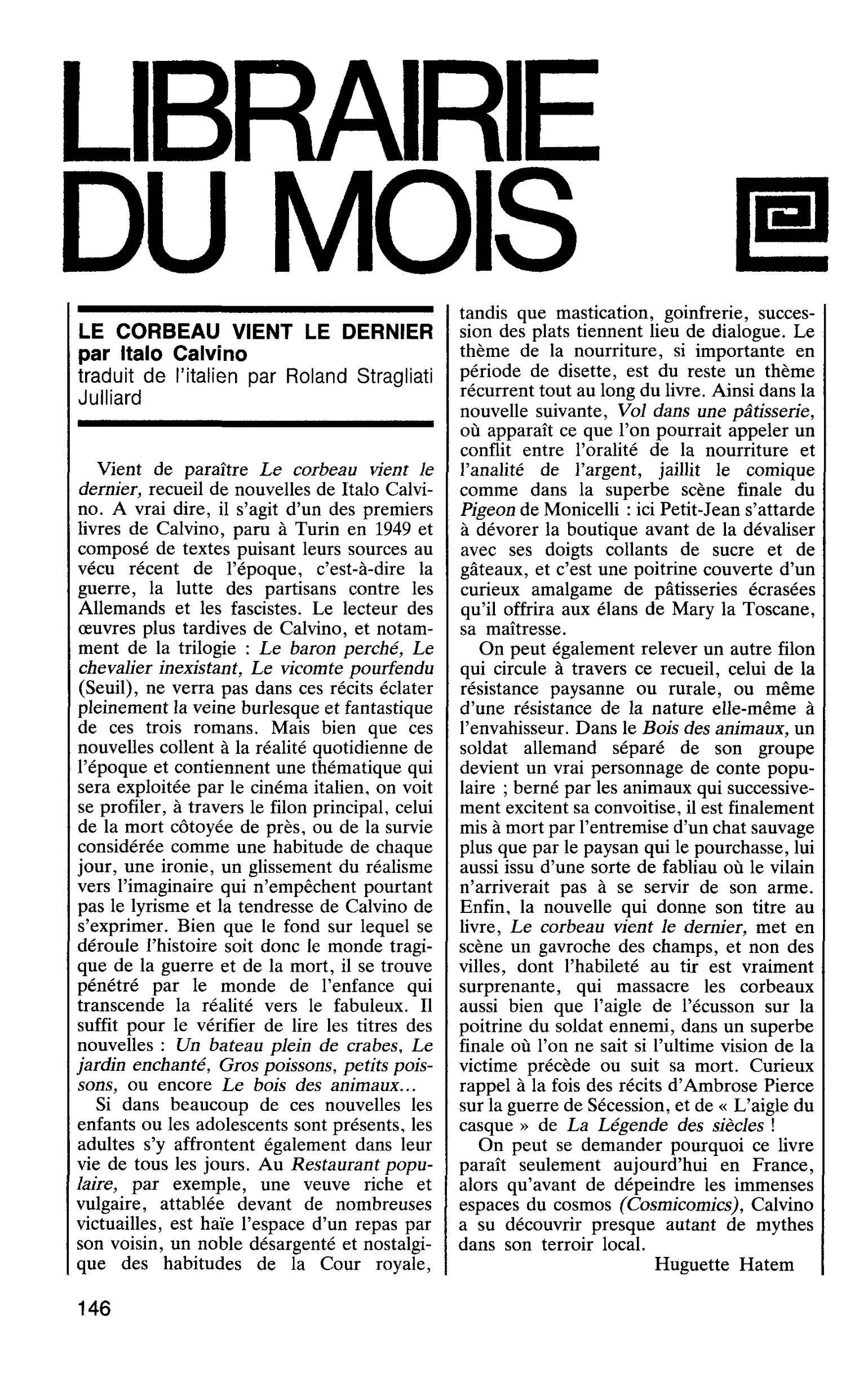 LE CORBEAU VIENT LE DERNIER par Italo Calvino