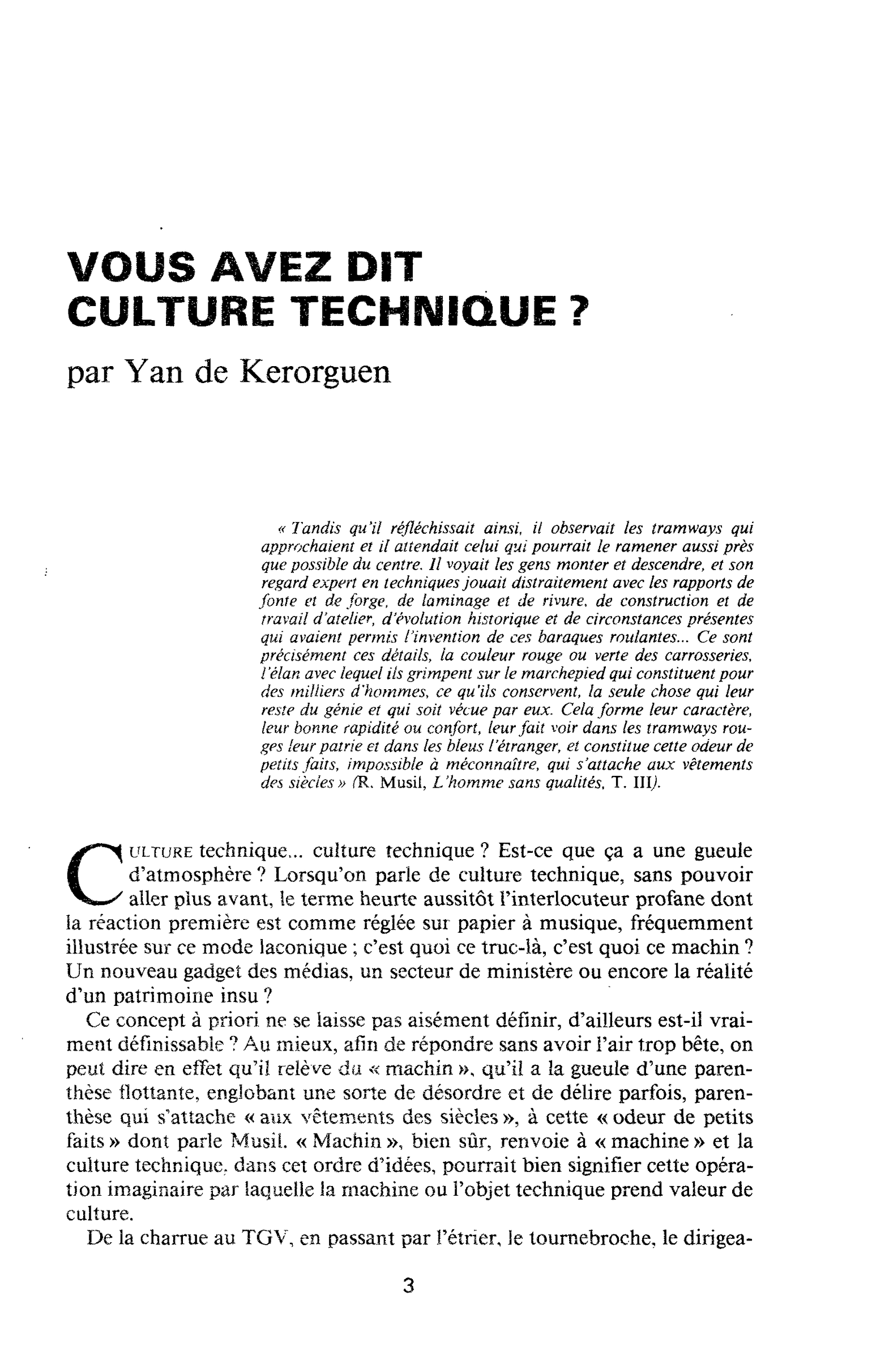 VOUS AVEZ DIT CULTURE TECHNIQUE ?