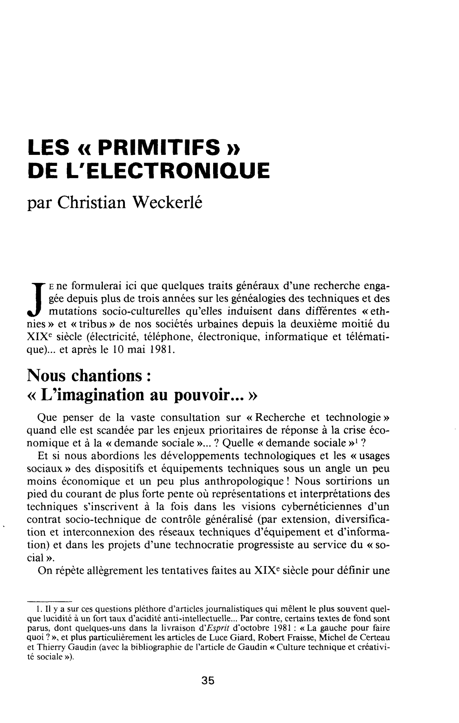 LES « PRIMITIFS » DE L’ELECTRONIQUE