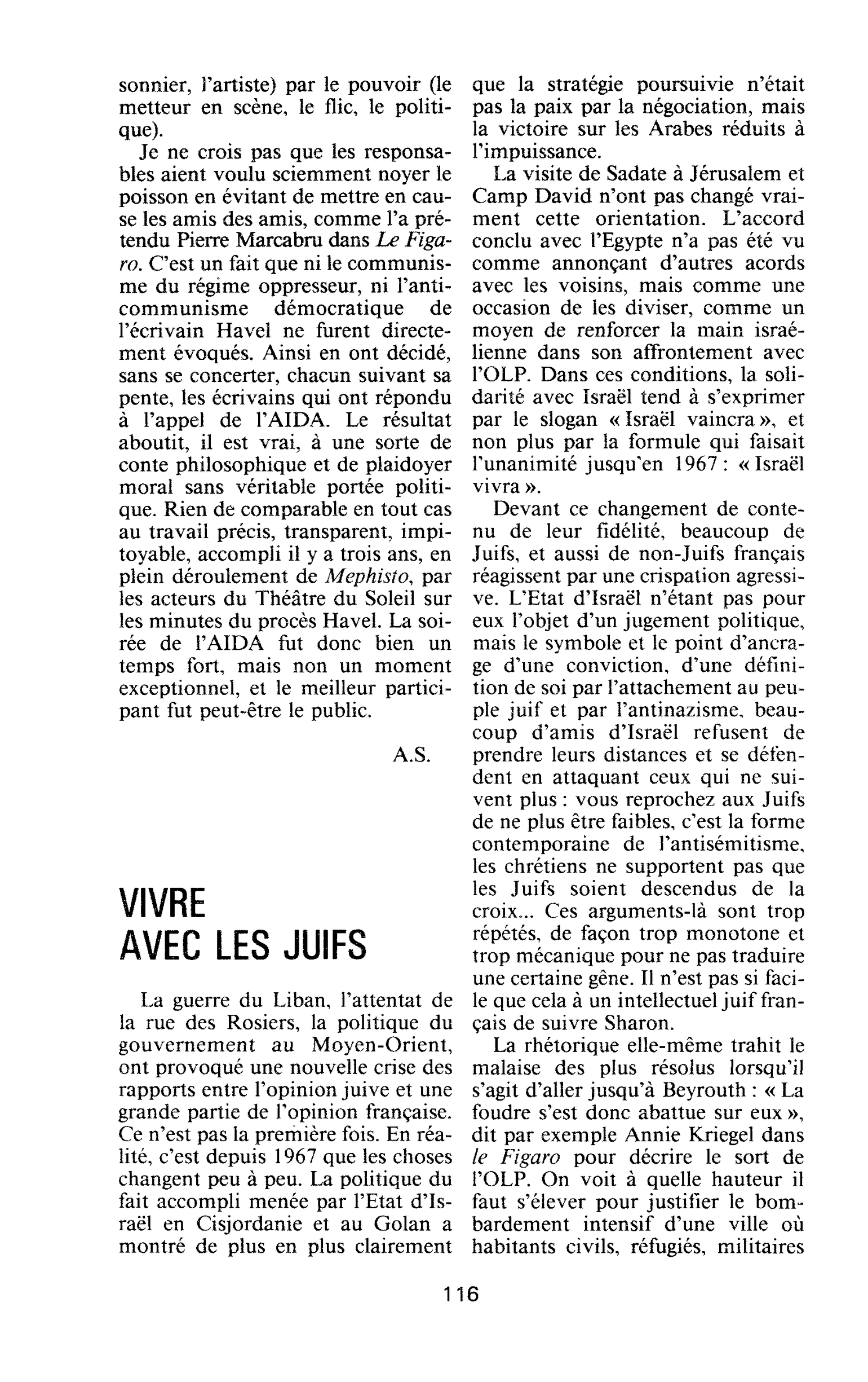 VIVRE AVEC LES JUIFS