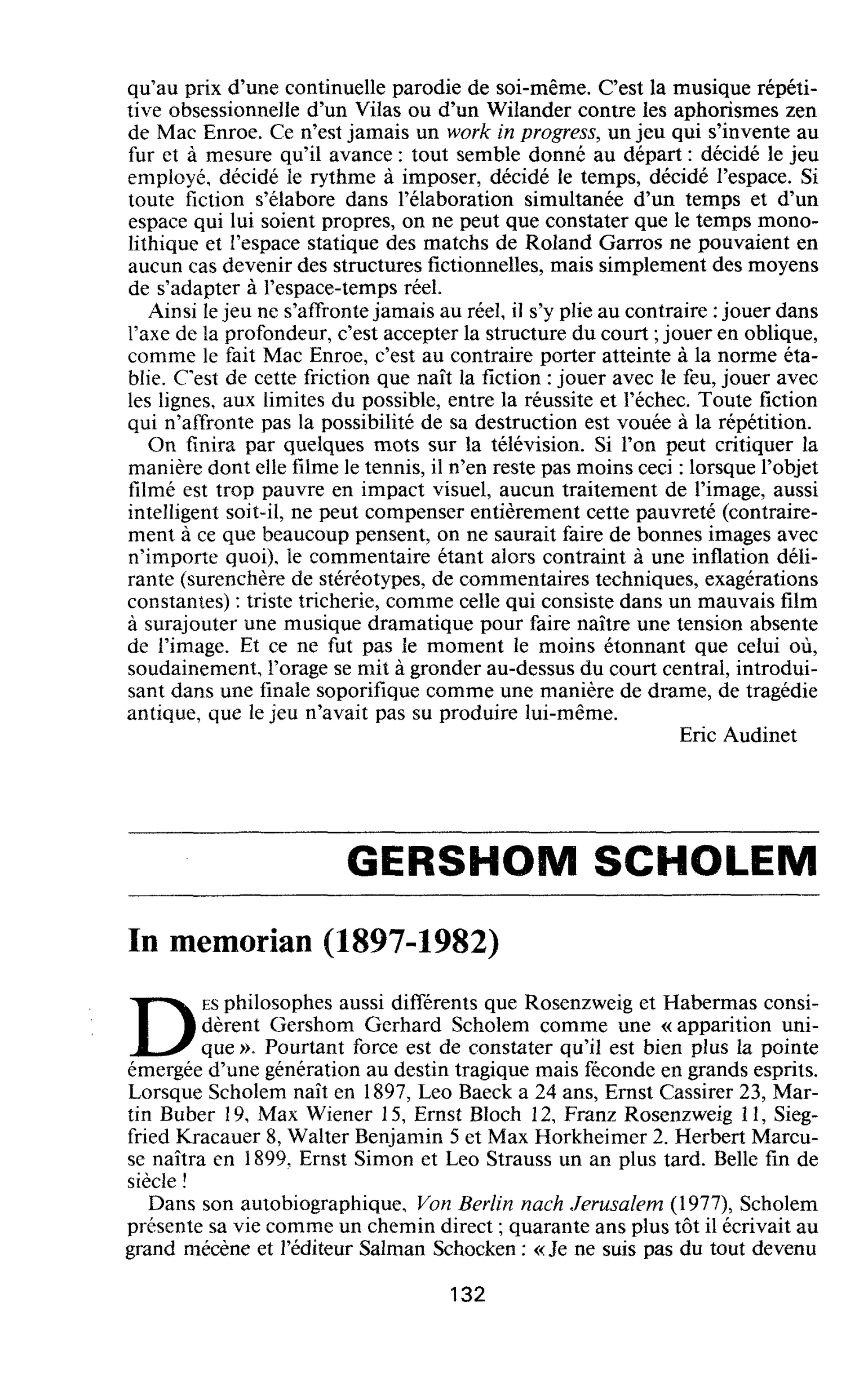 GERSHOM SCHOLEM. In memorian (1897-1982)