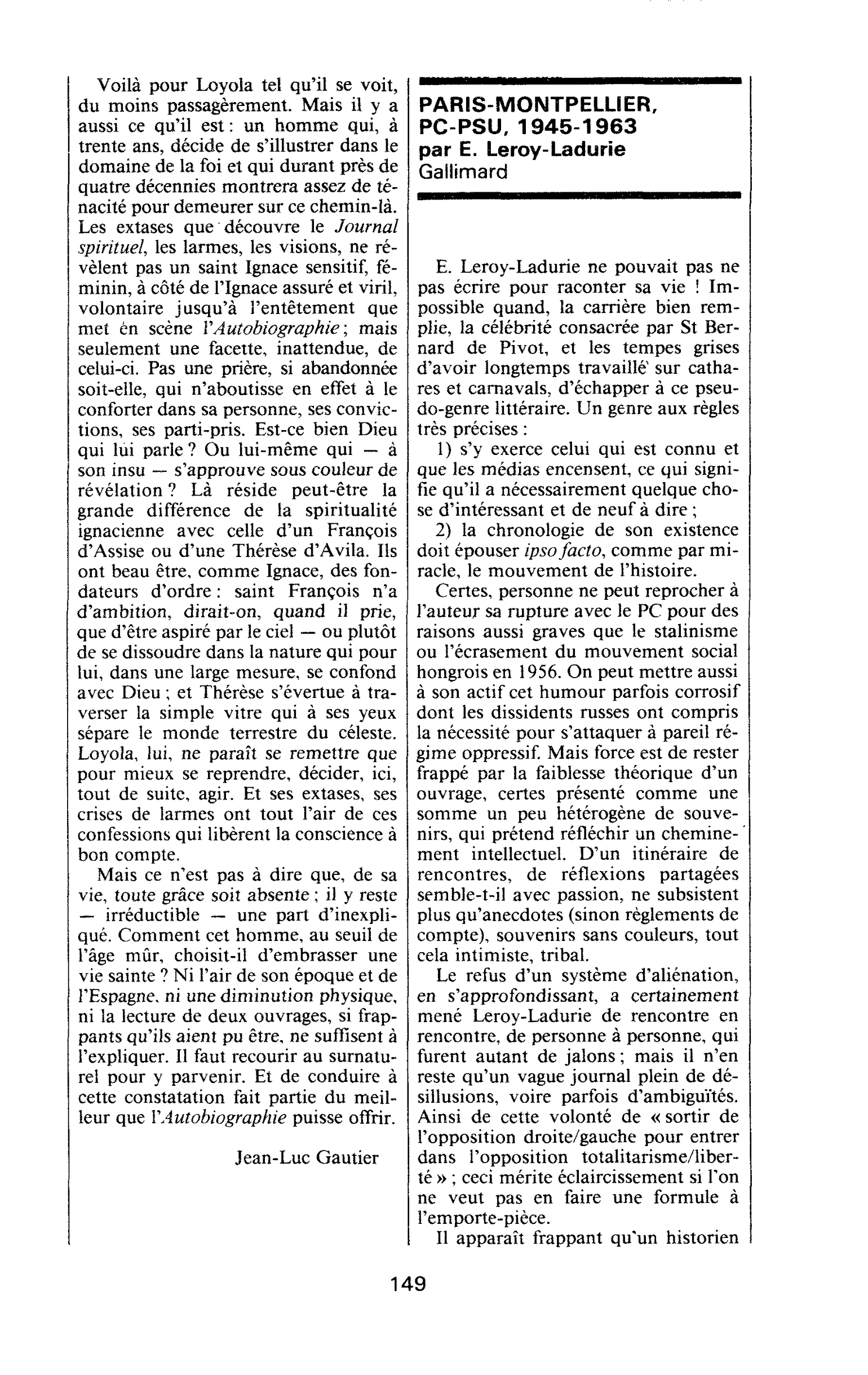 PARIS-MONTPELLIER, PC-PSU, 1945-1963 par E. Leroy-Ladurie