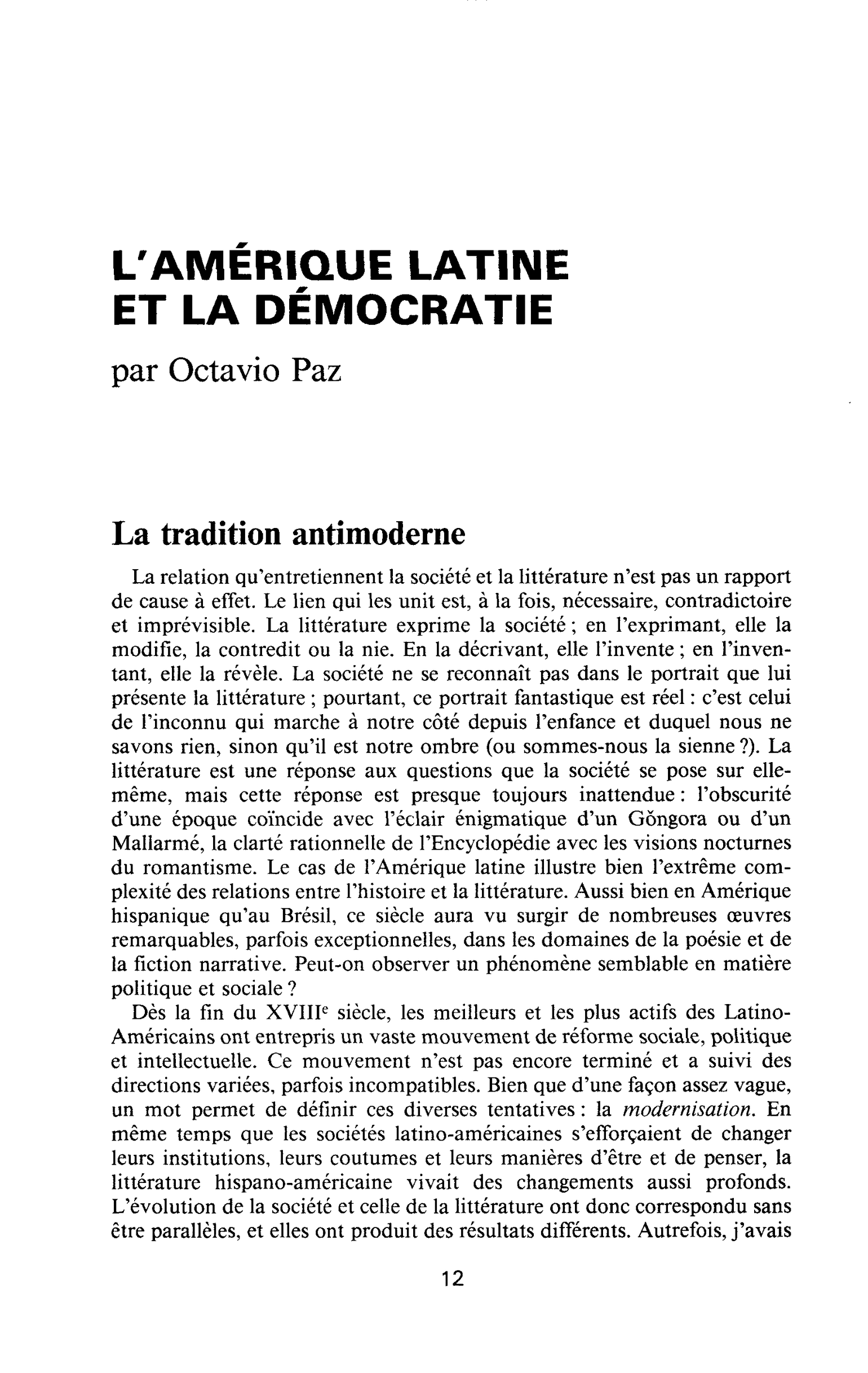 L’Amérique latine et la démocratie