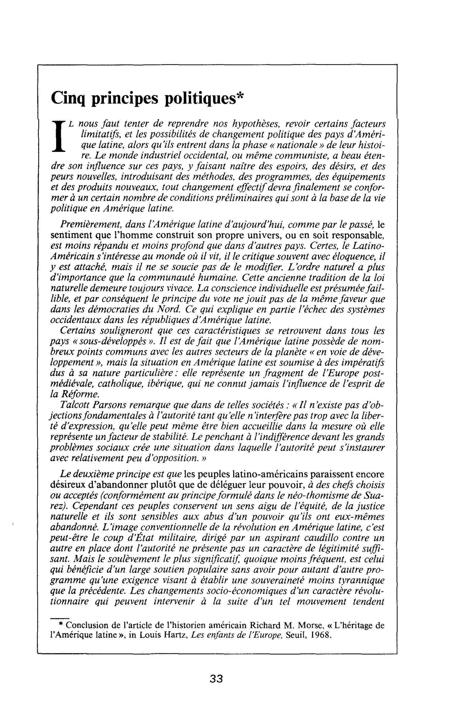 Cinq principes politiques