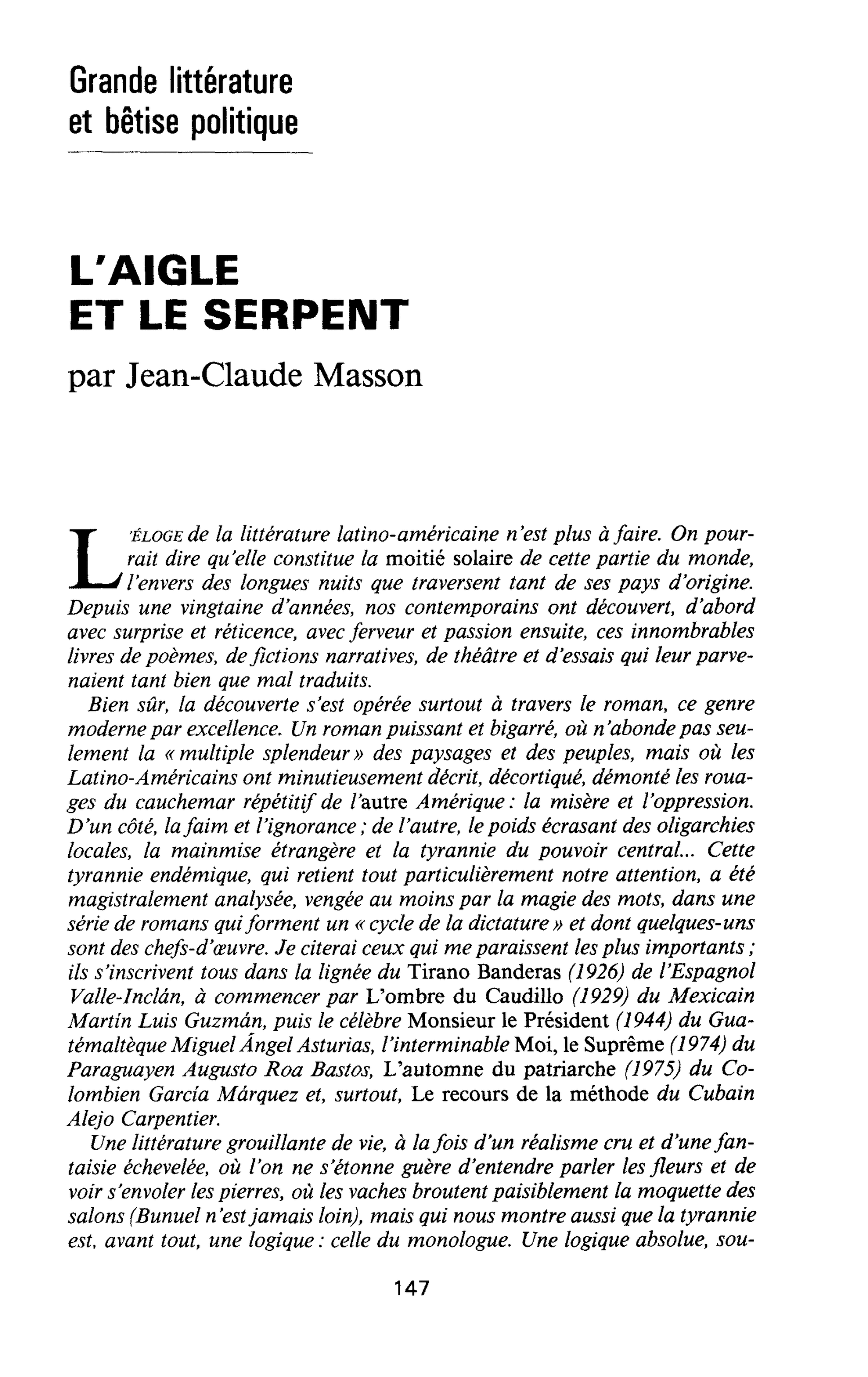 L’AIGLE ET LE SERPENT