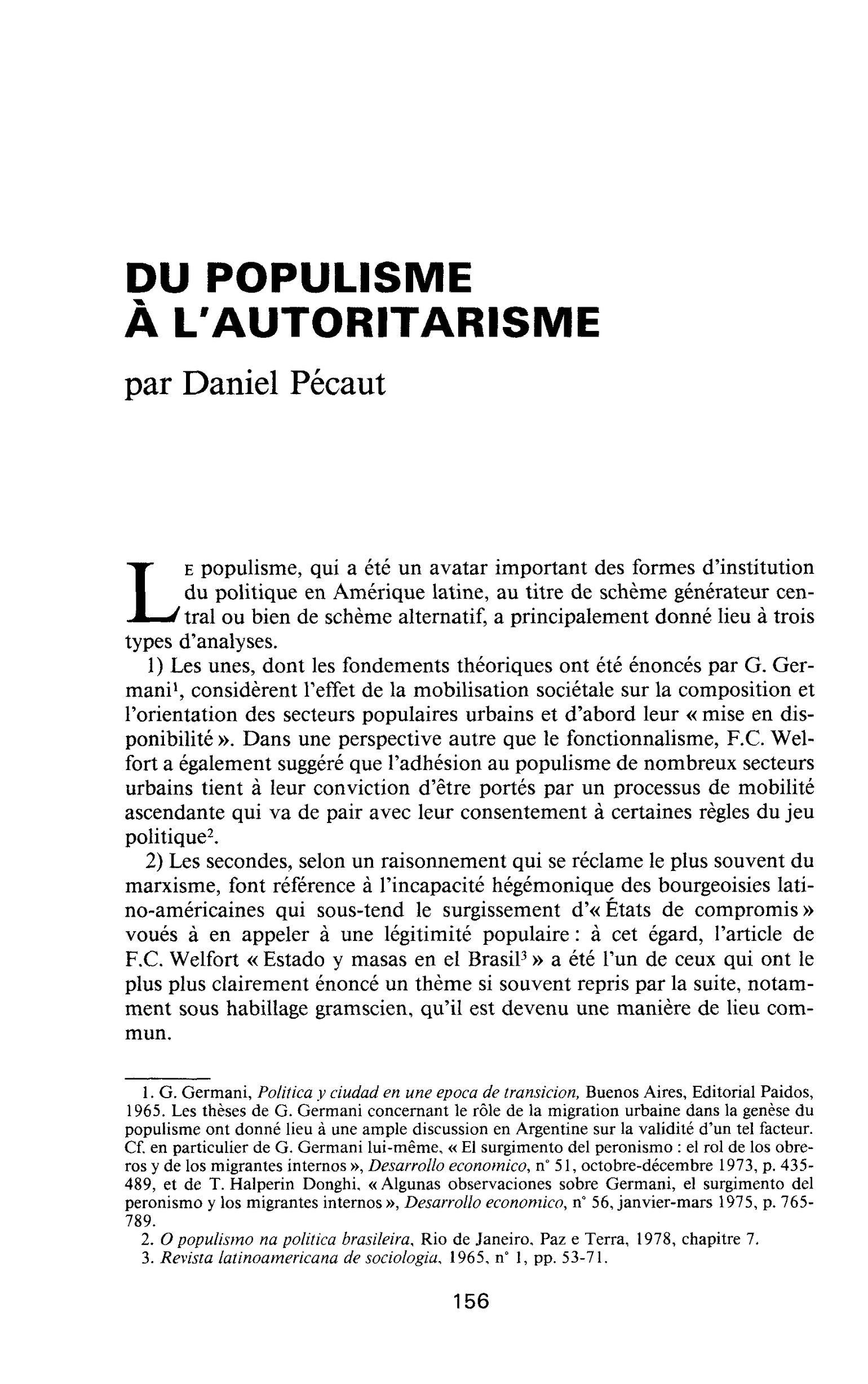 DU POPULISME À L’AUTORITARISME