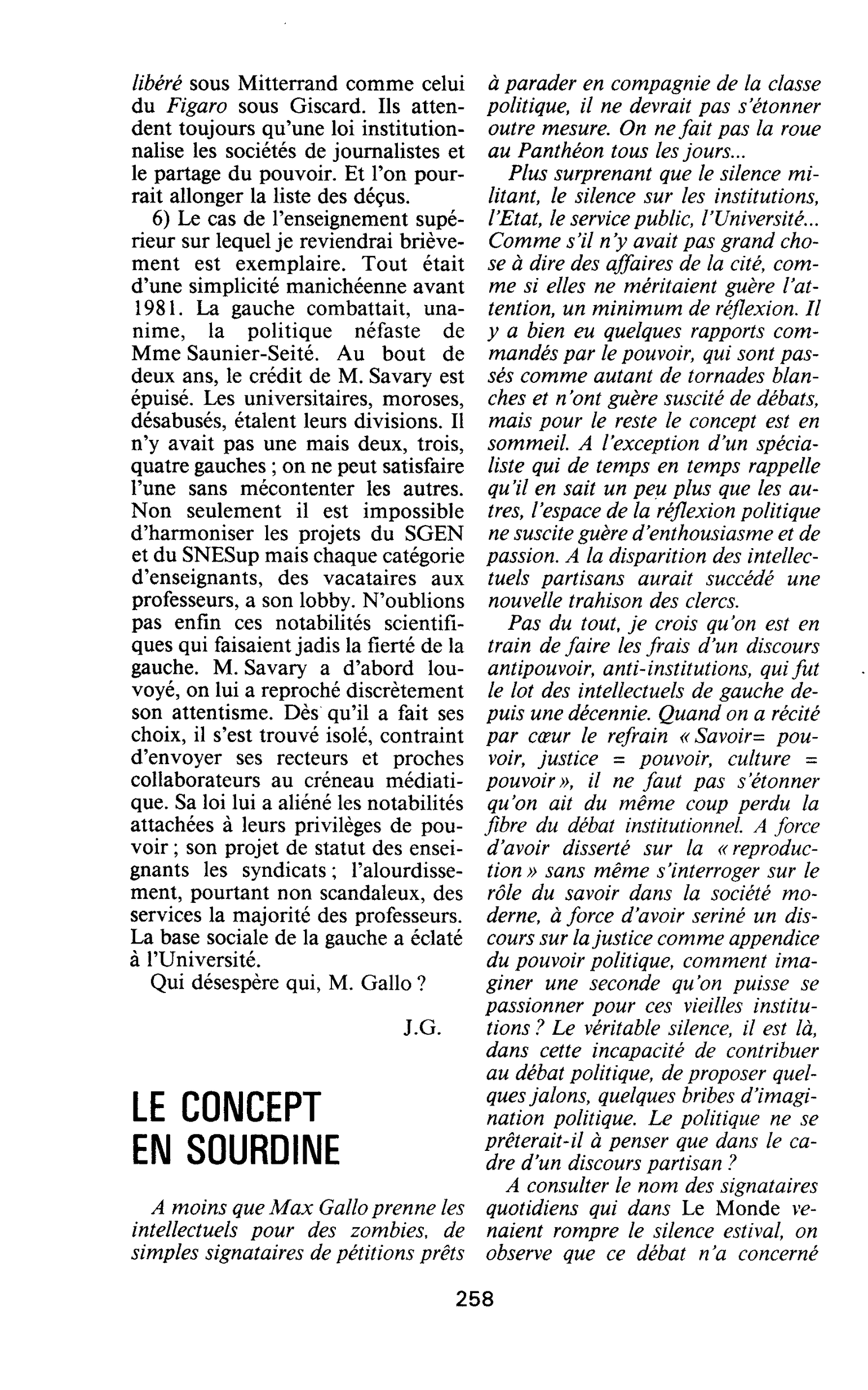 LE CONCEPT EN SOURDINE