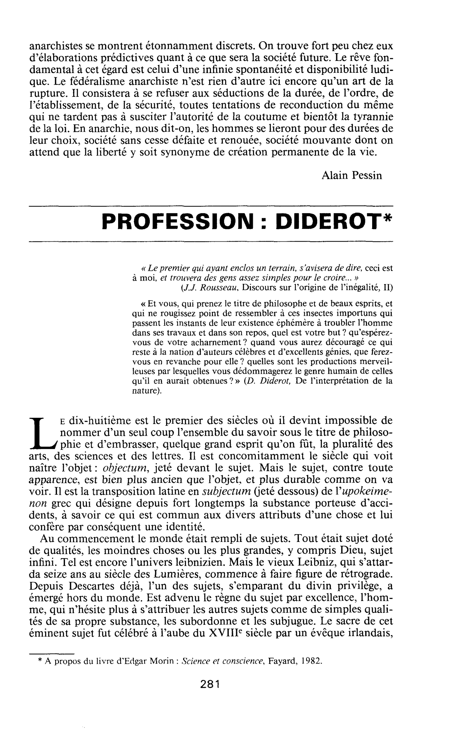 PROFESSION : DIDEROT