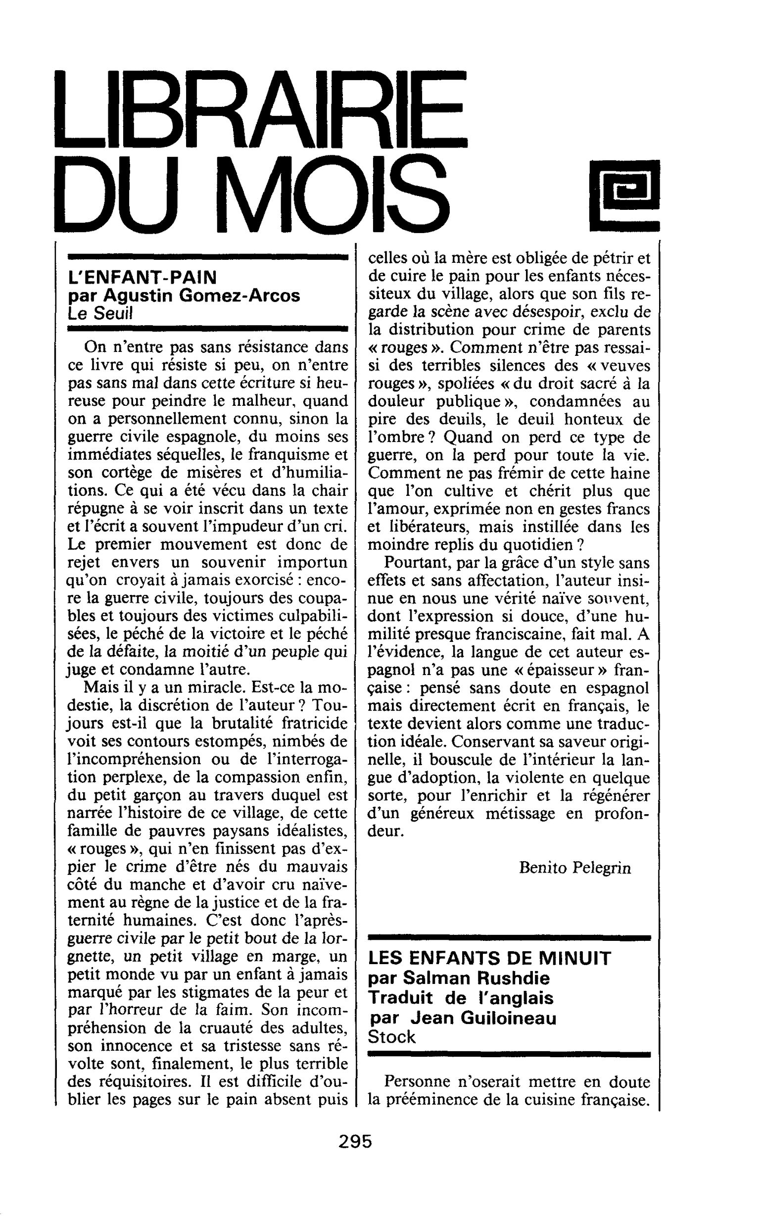 L’ENFANT-PAIN par Agustin Gomez-Arcos