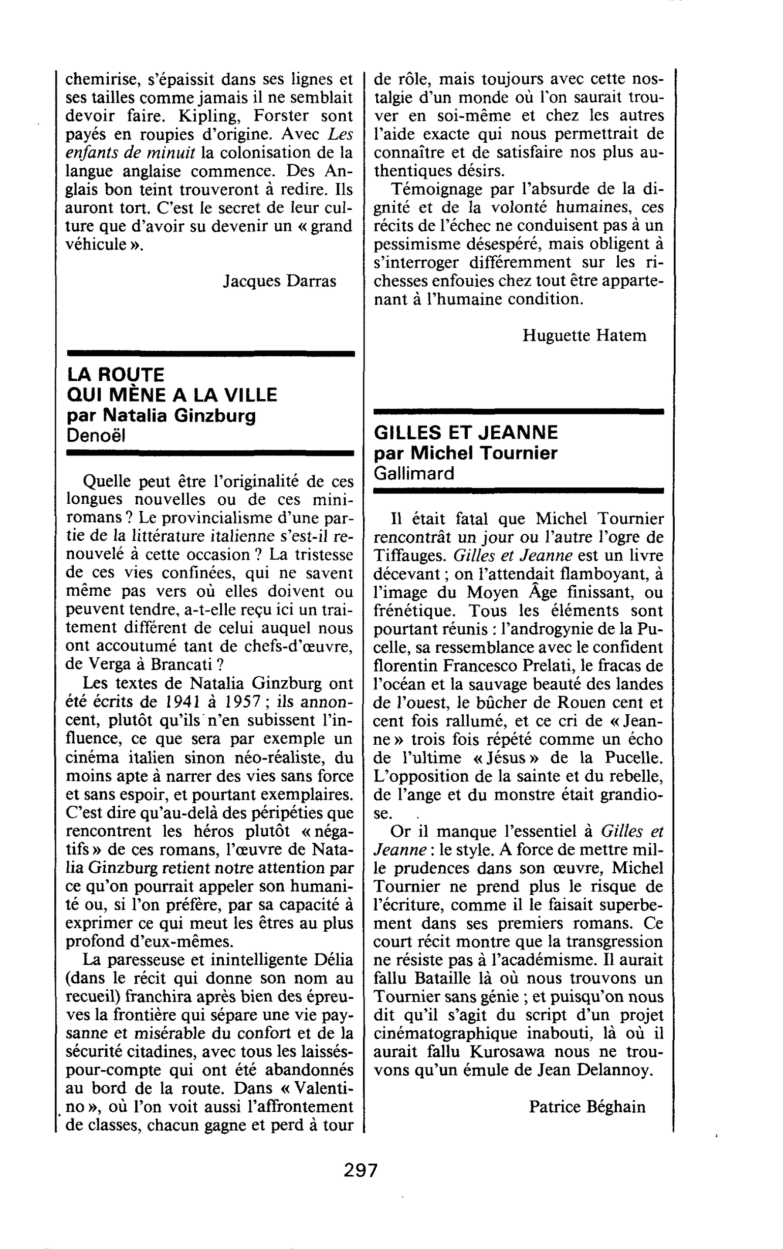LA ROUTE QUI MÈNE A LA VILLE par Natalia Ginzburg