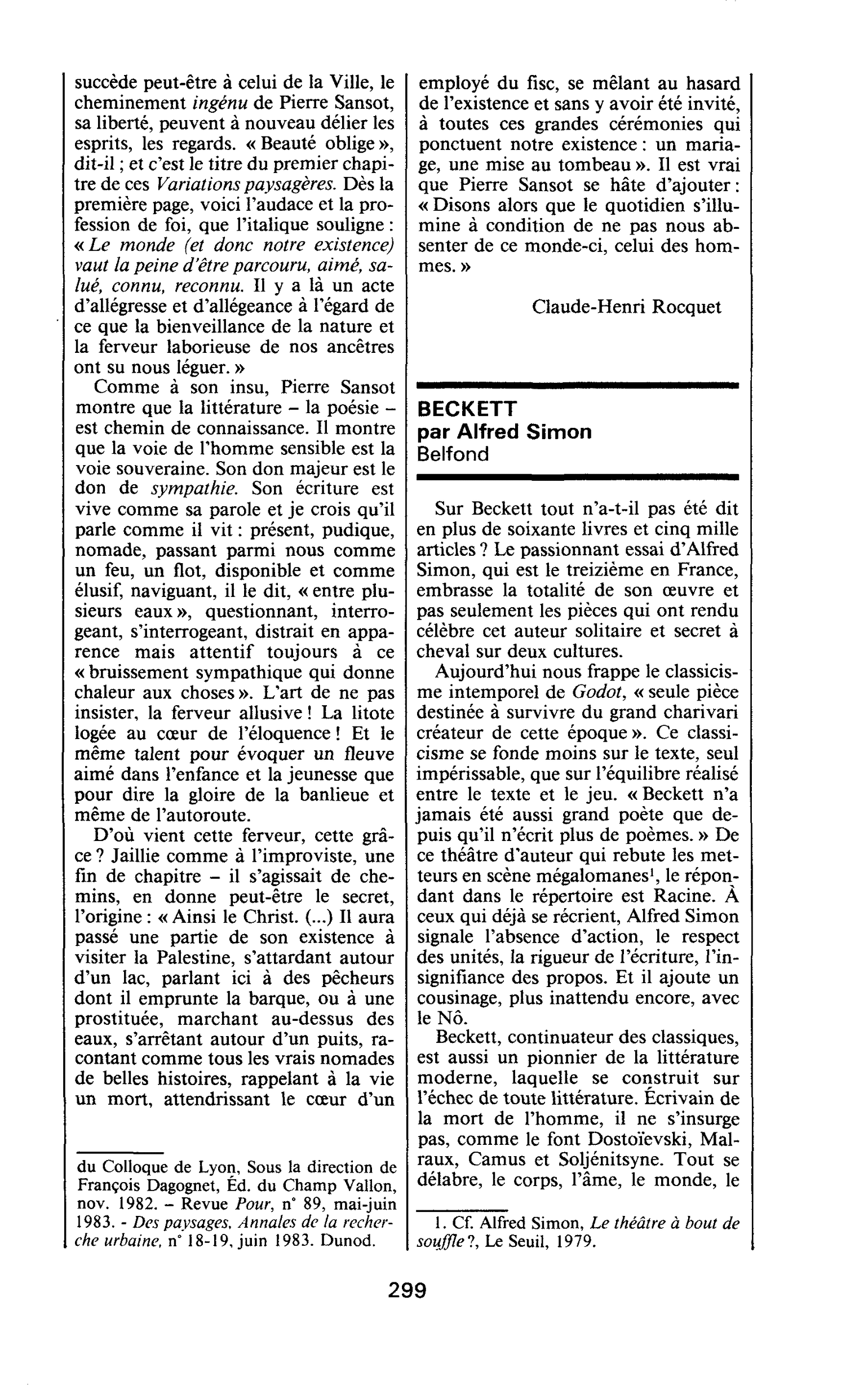 BECKETT par Alfred Simon