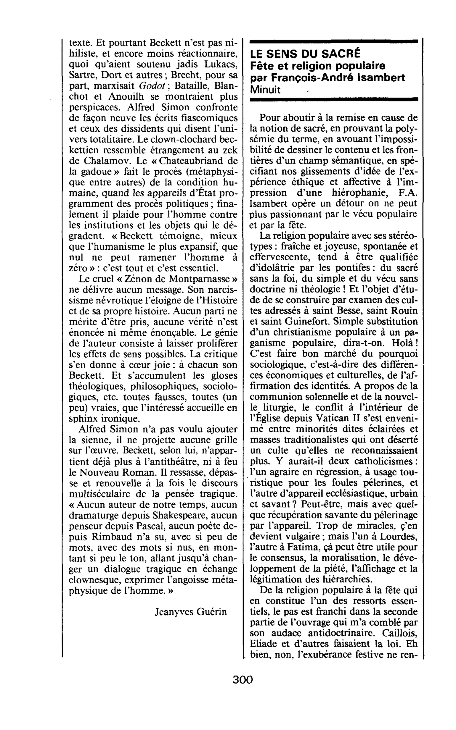 LE SENS DU SACRÉ. Fête et religion populaire par François-André Isambert