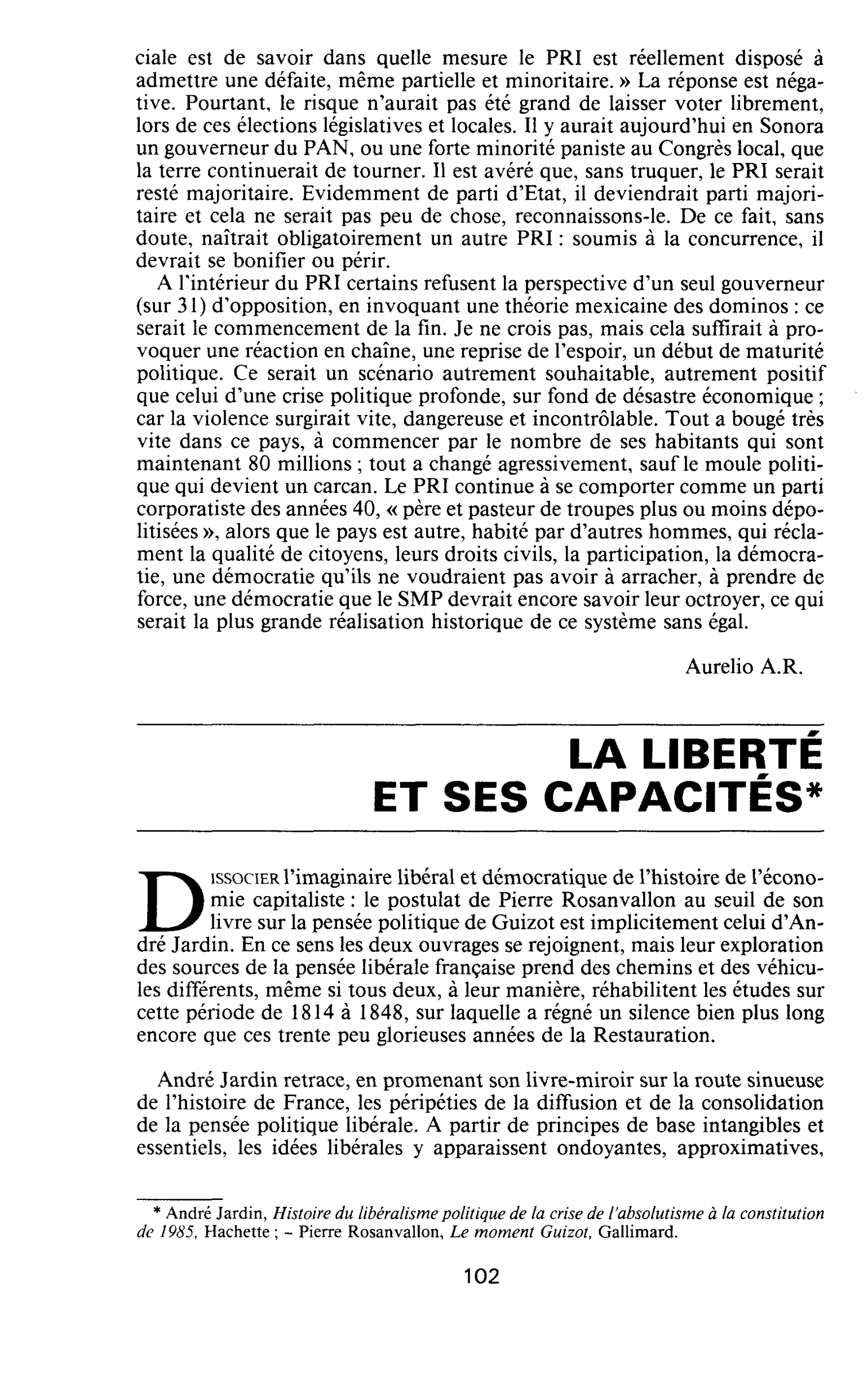 LA LIBERTÉ ET SES CAPACITÉS