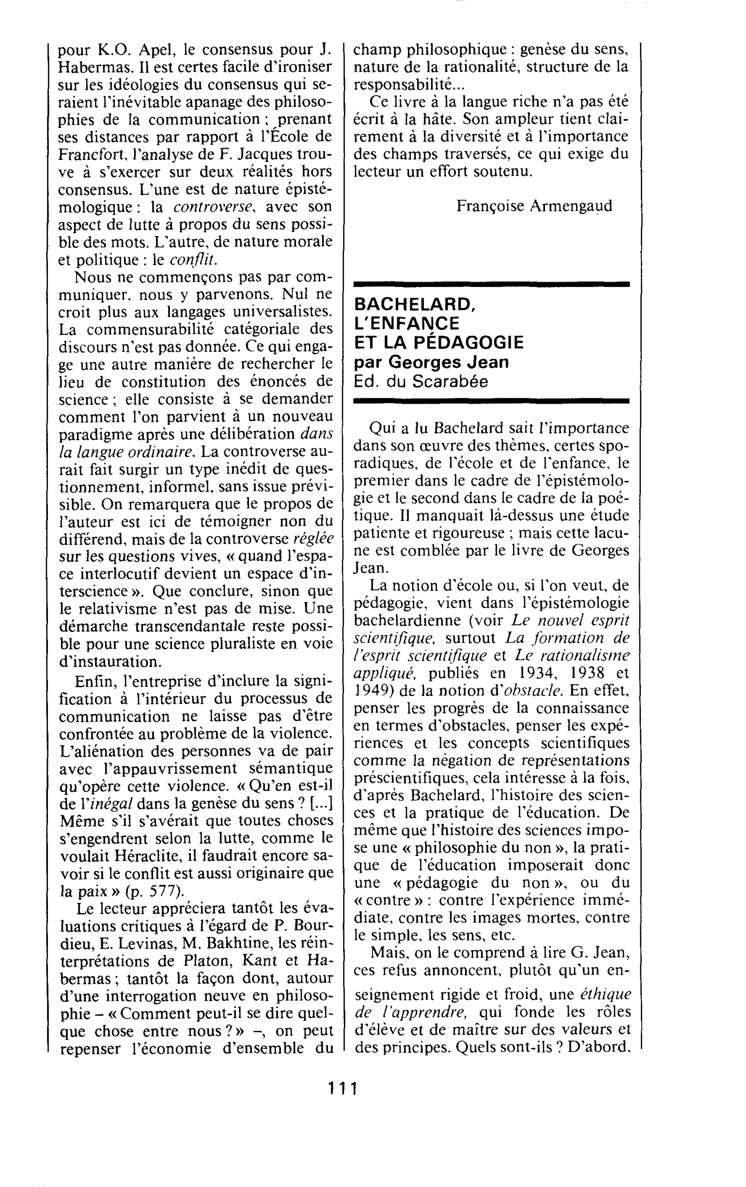 BACHELARD, L’ENFANCE ET LA PÉDAGOGIE par Georges Jean