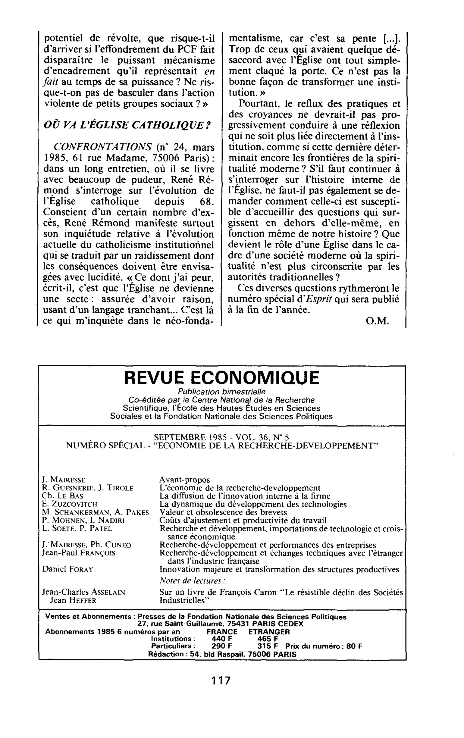 OÙ VA L’ÉGLISE CATHOLIQUE ?
