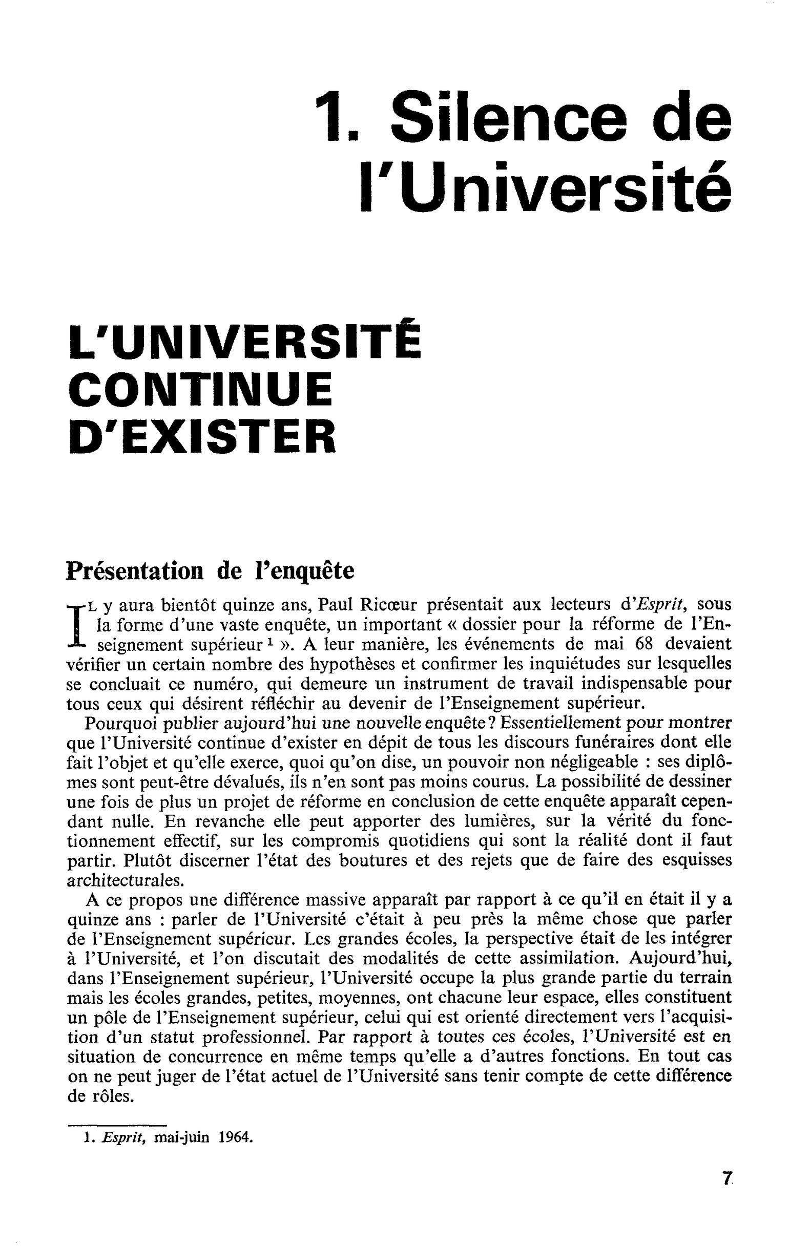 L’UNIVERSITÉ CONTINUE D’EXISTER