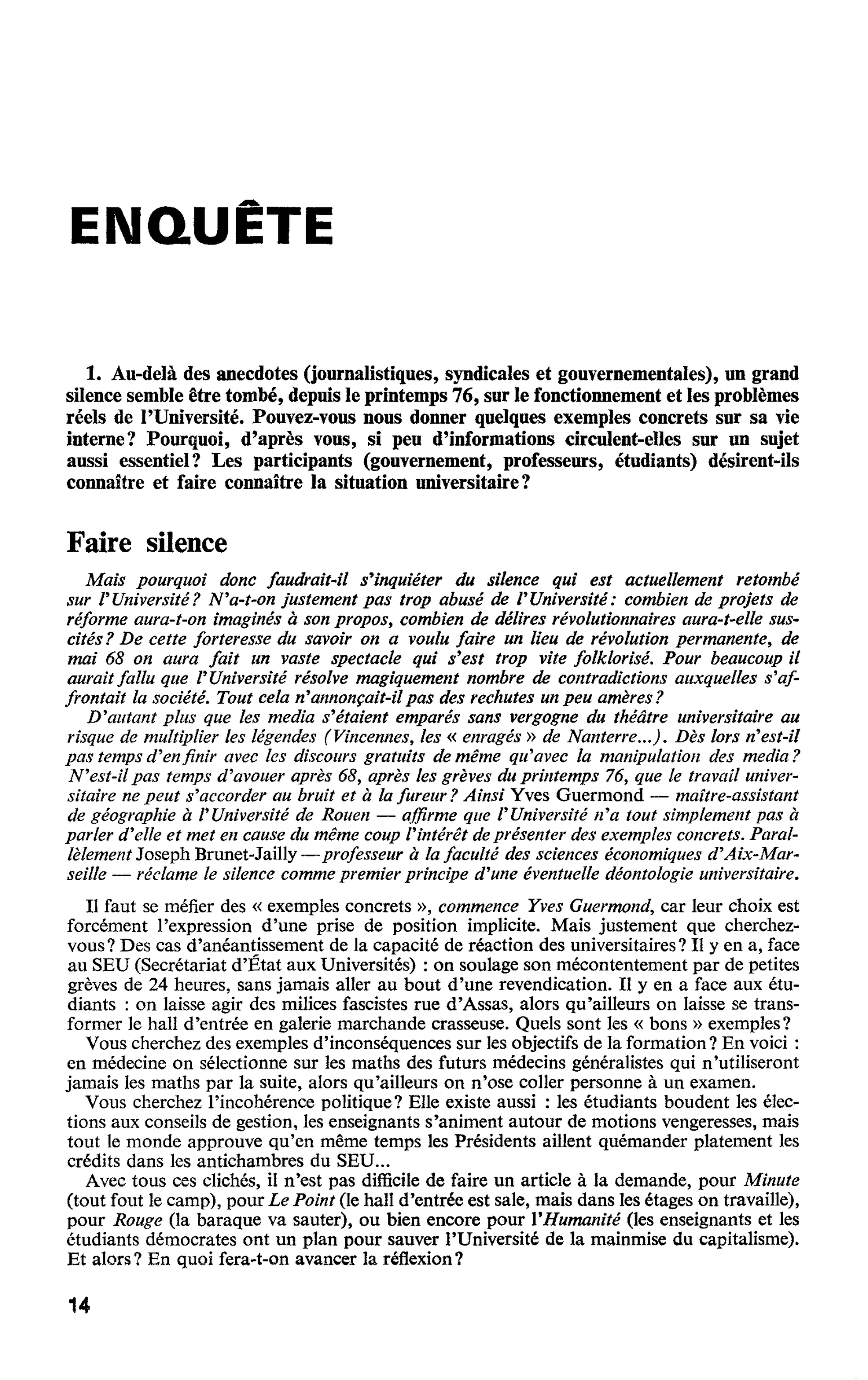 ENQUÊTE