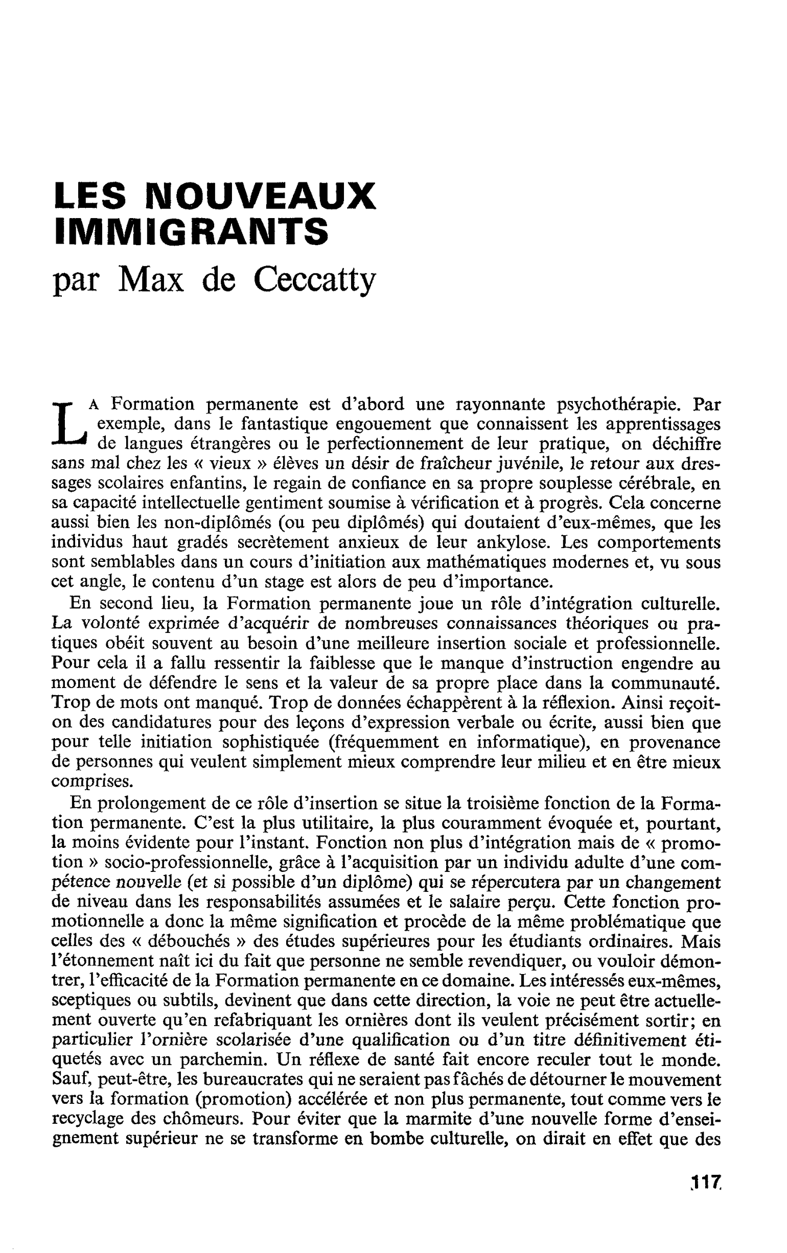 LES NOUVEAUX IMMIGRANTS