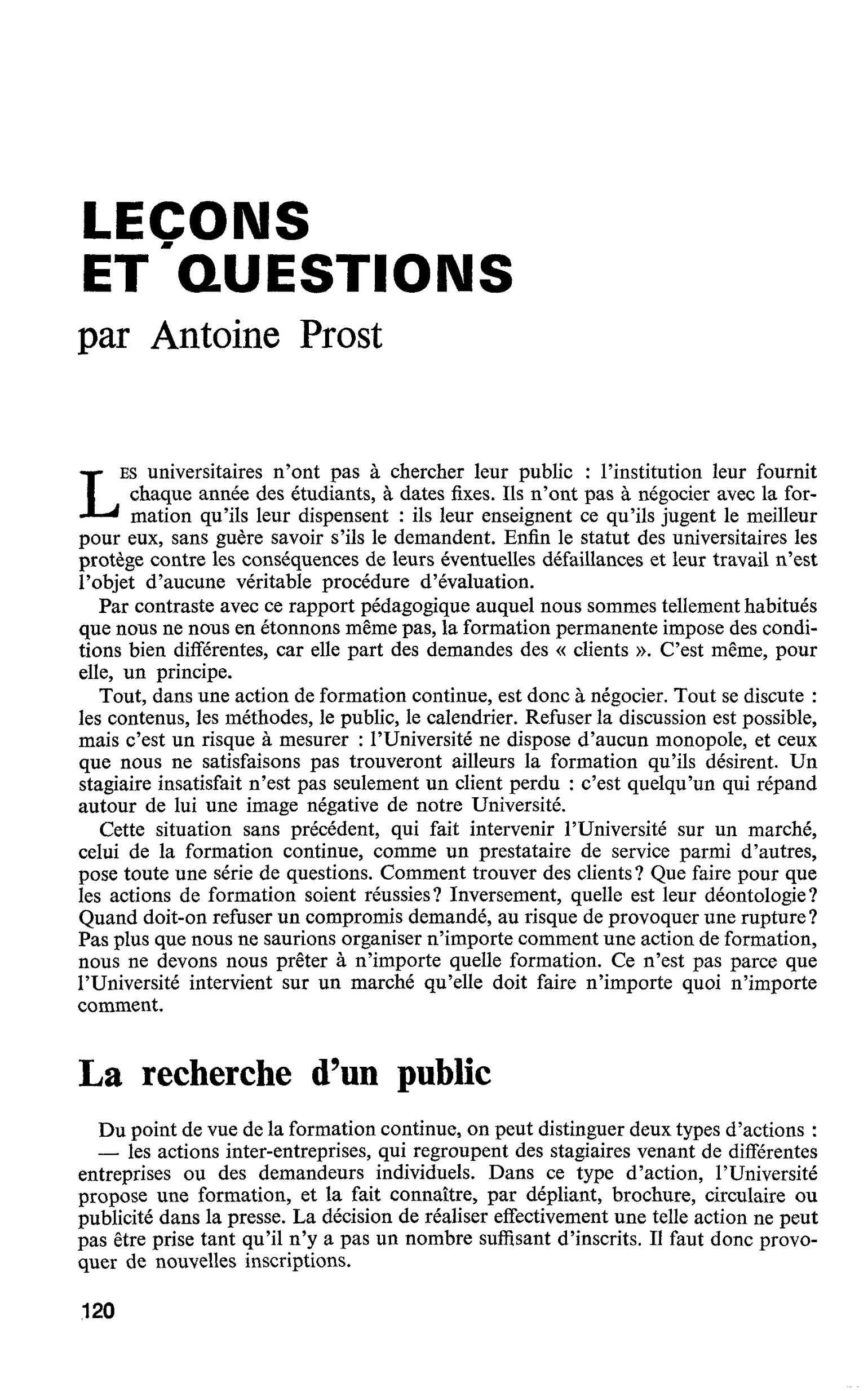 LEÇONS ET QUESTIONS