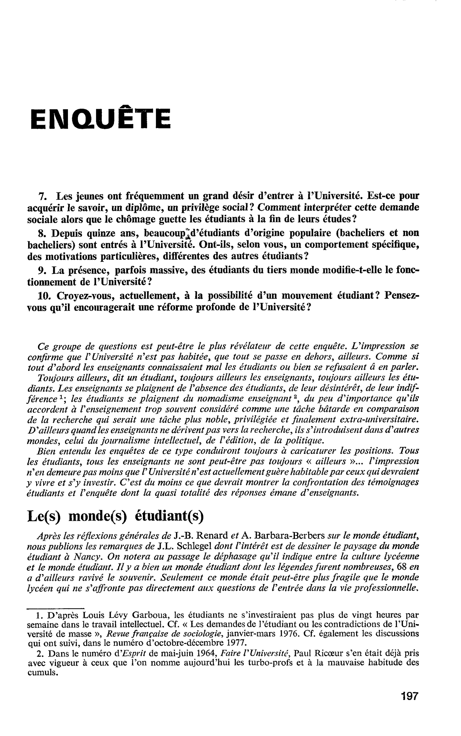 ENQUÊTE