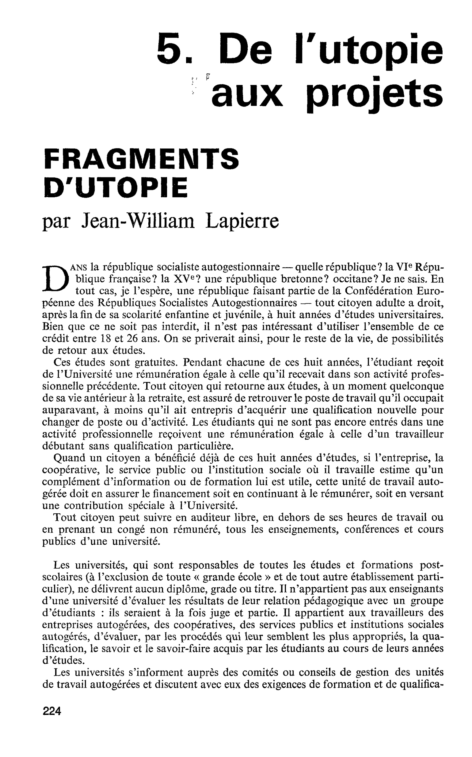 Fragments d’utopie
