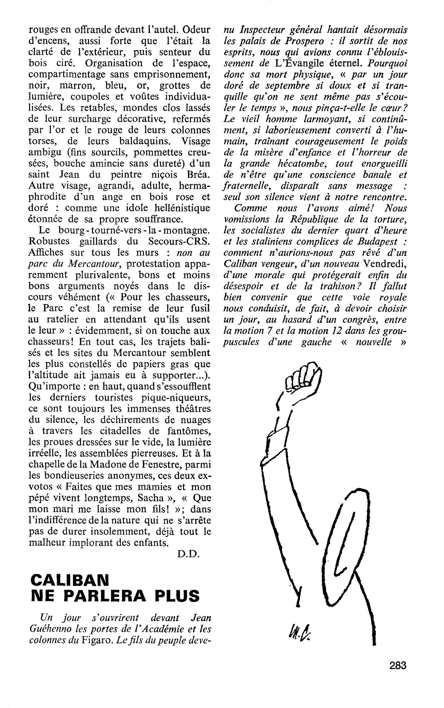 CALIBAN NE PARLERA PLUS