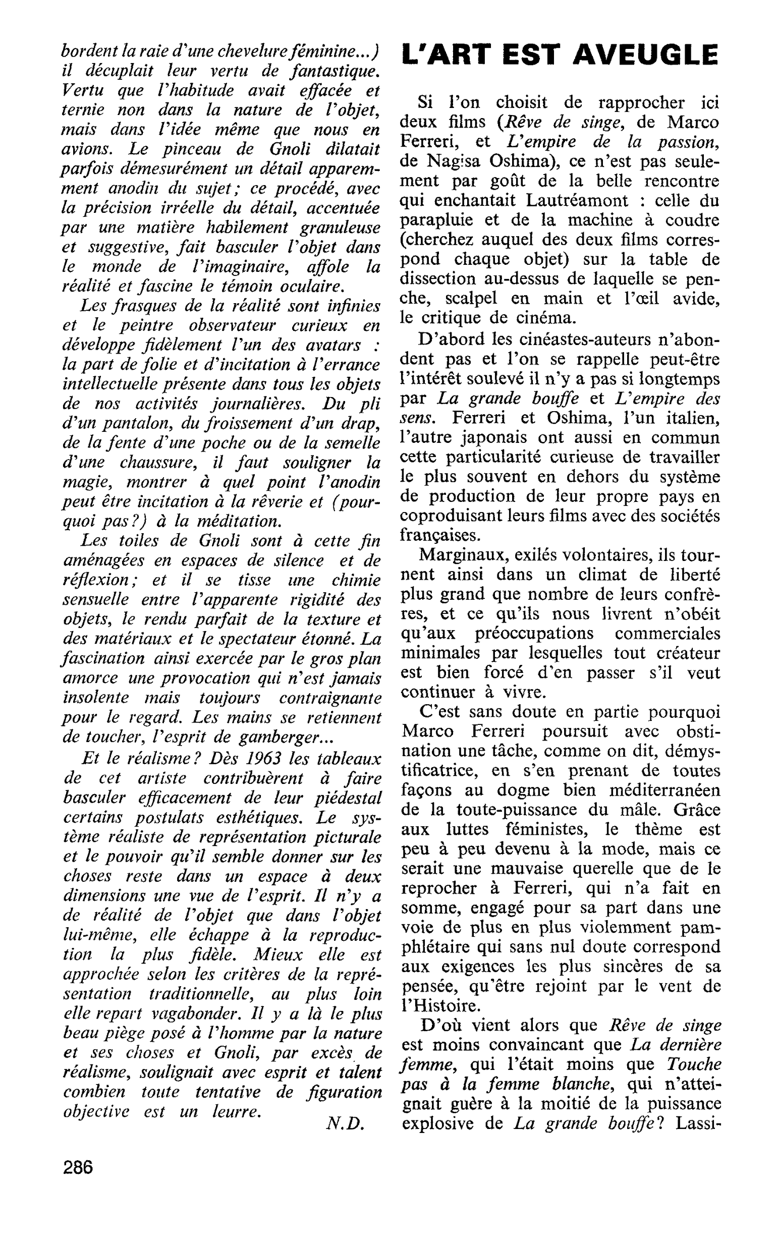 L’ART EST AVEUGLE