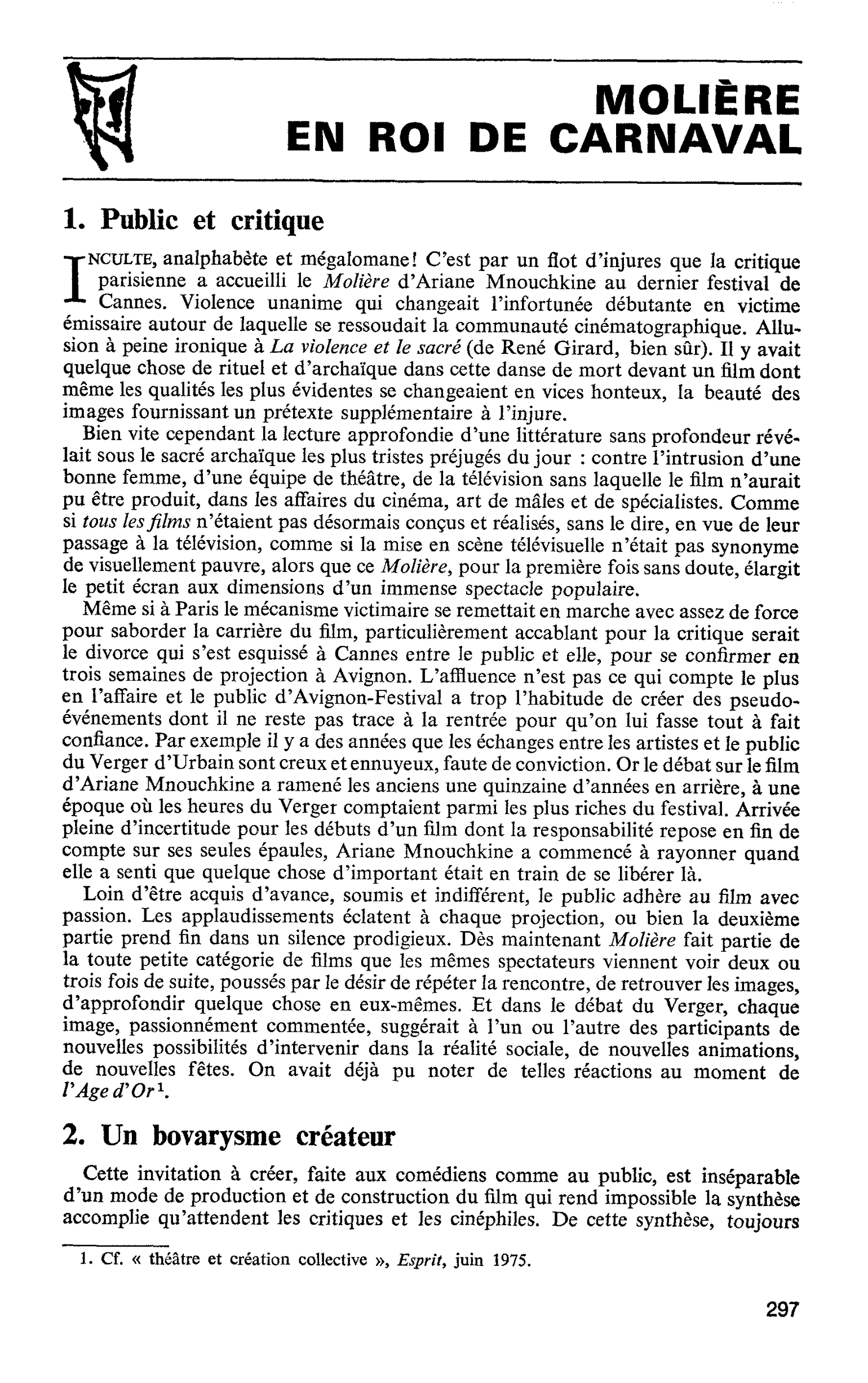 MOLIÈRE EN ROI DE CARNAVAL
