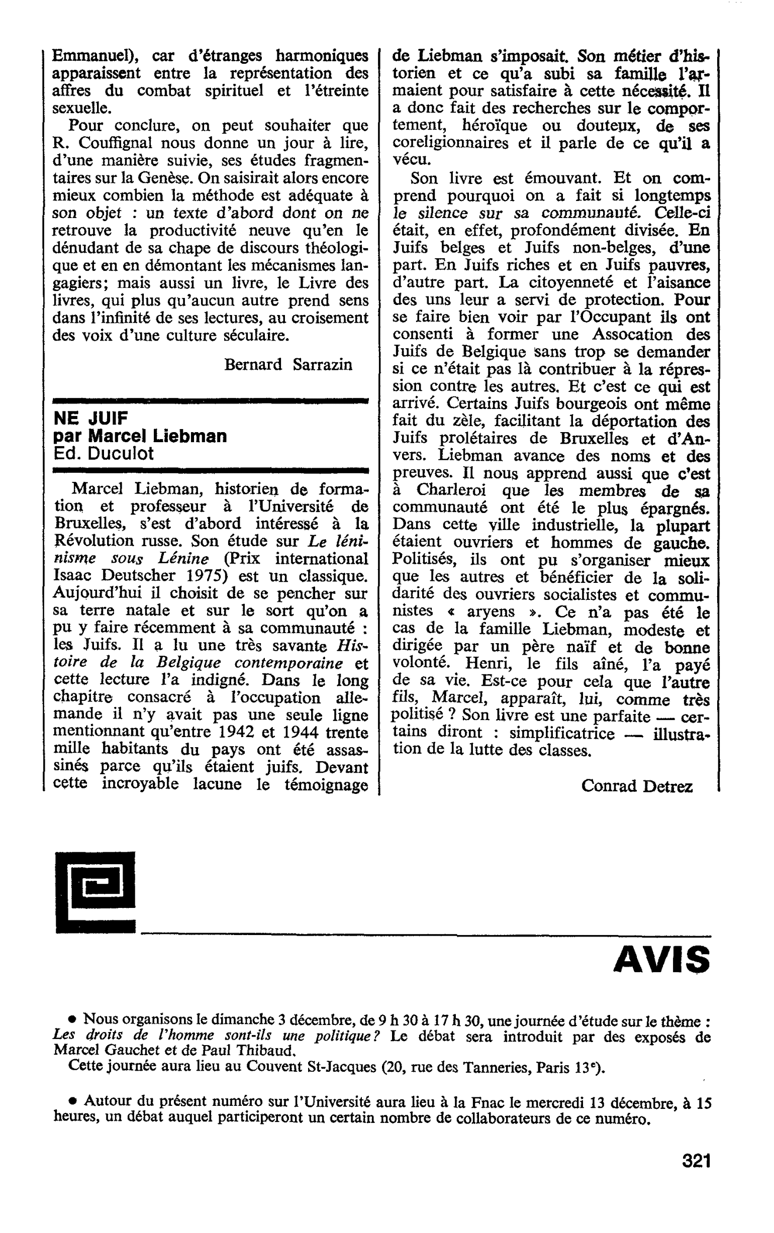 NÉ JUIF par Marcel Liebman