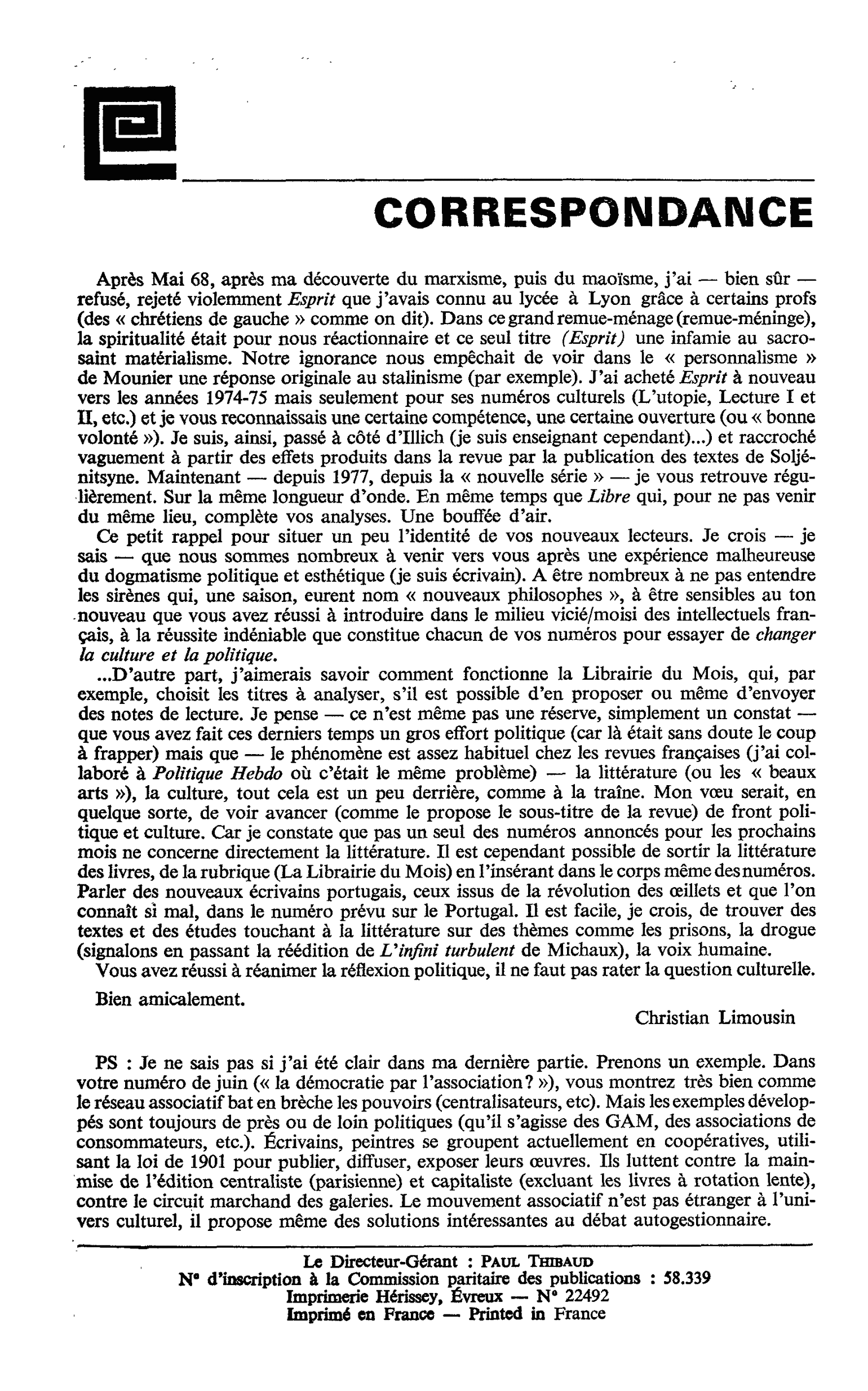 Correspondance