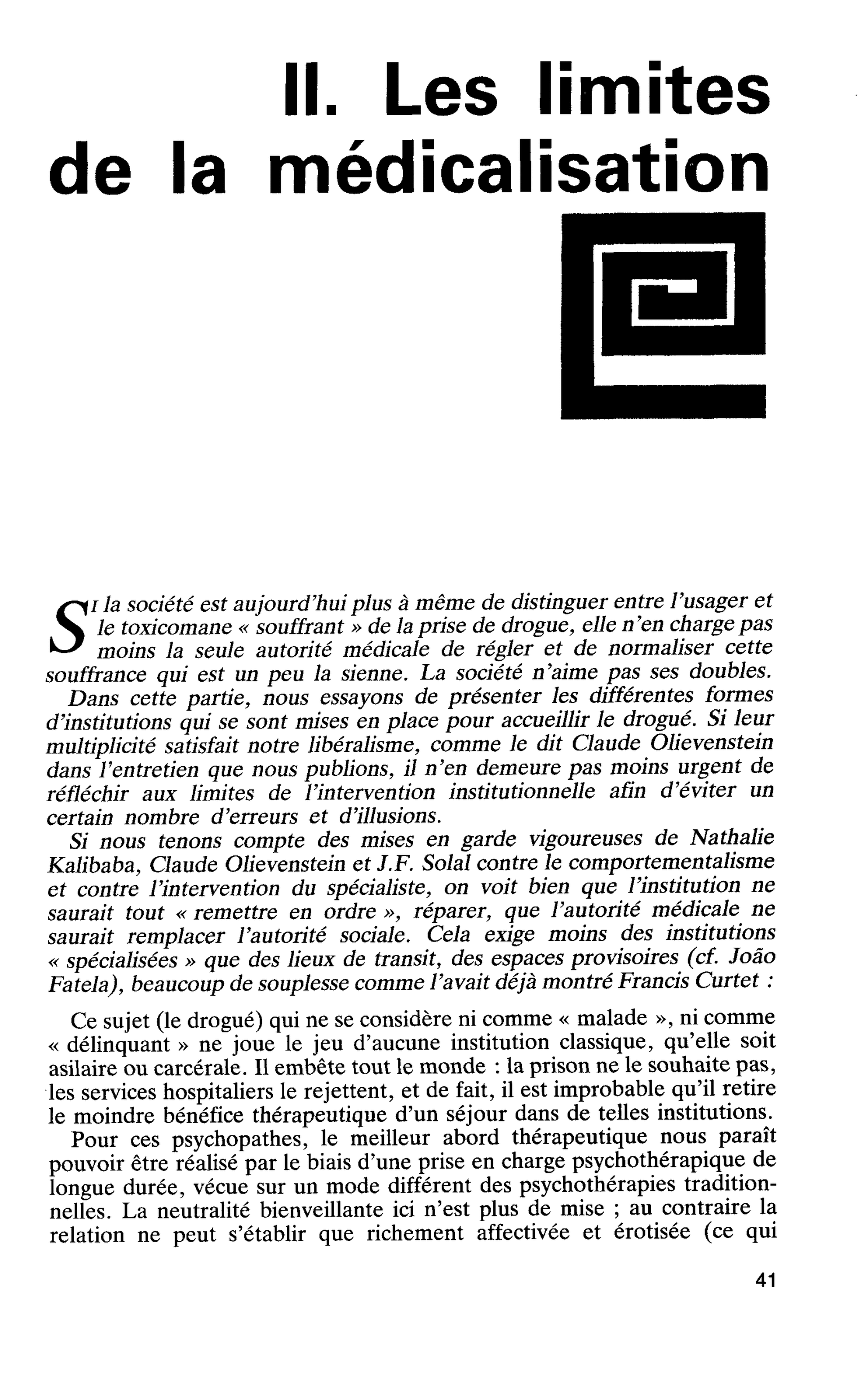 II. Les limites de la médicalisation