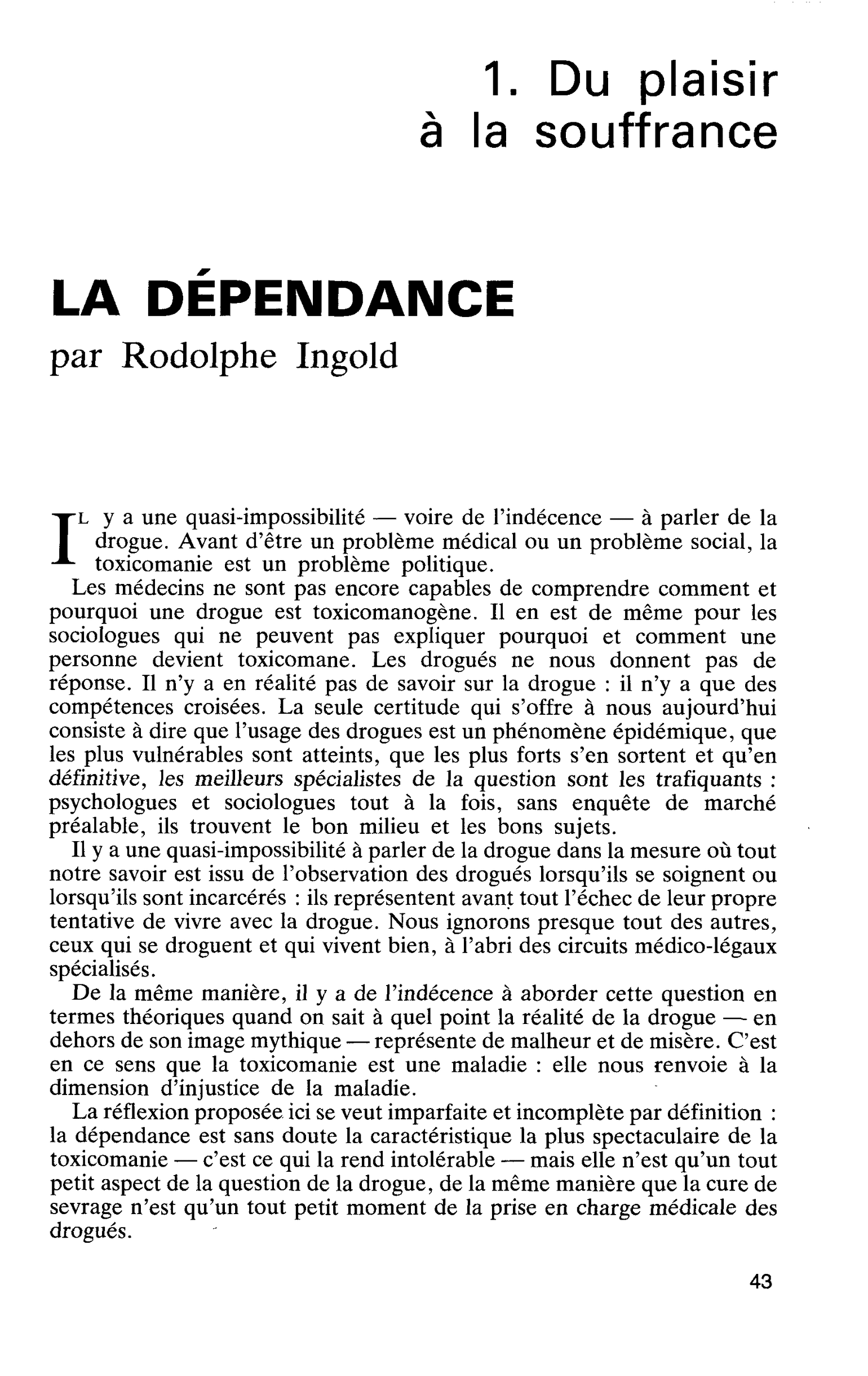 LA DÉPENDANCE