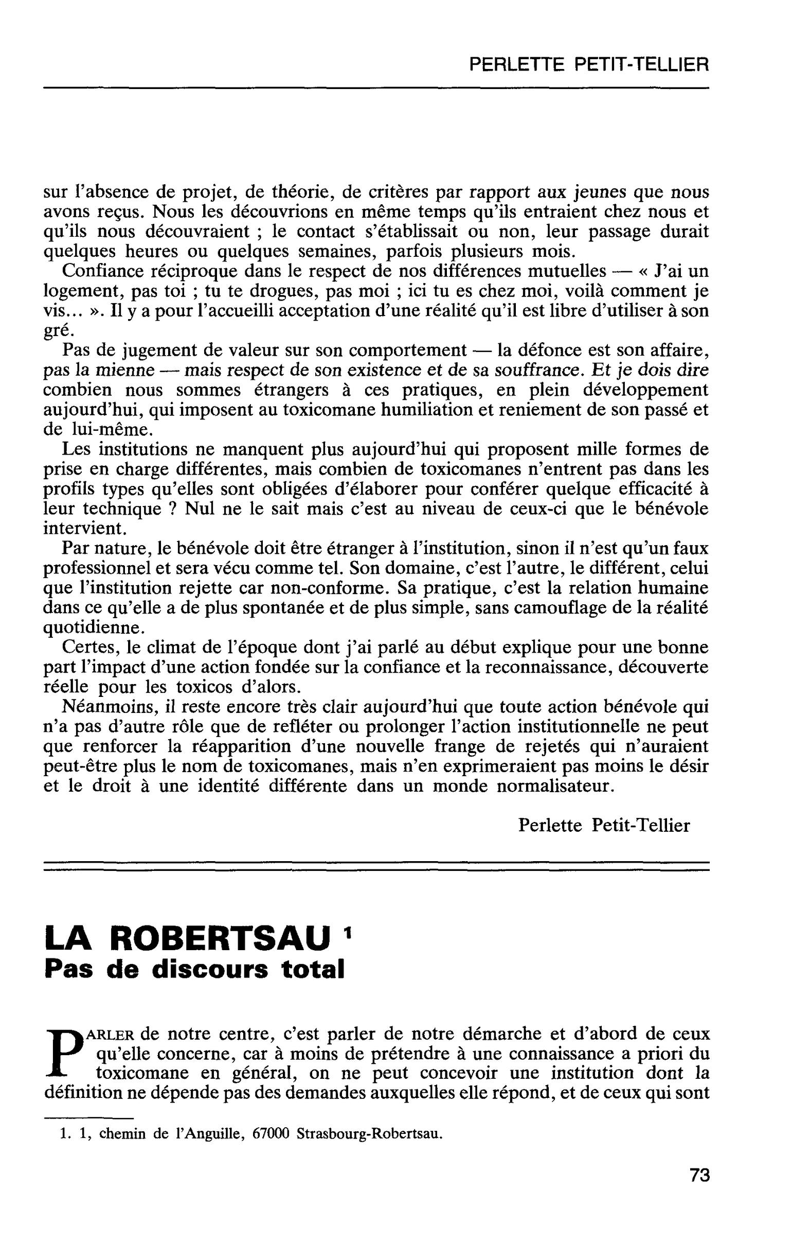 LA ROBERTSAU. Pas de discours total