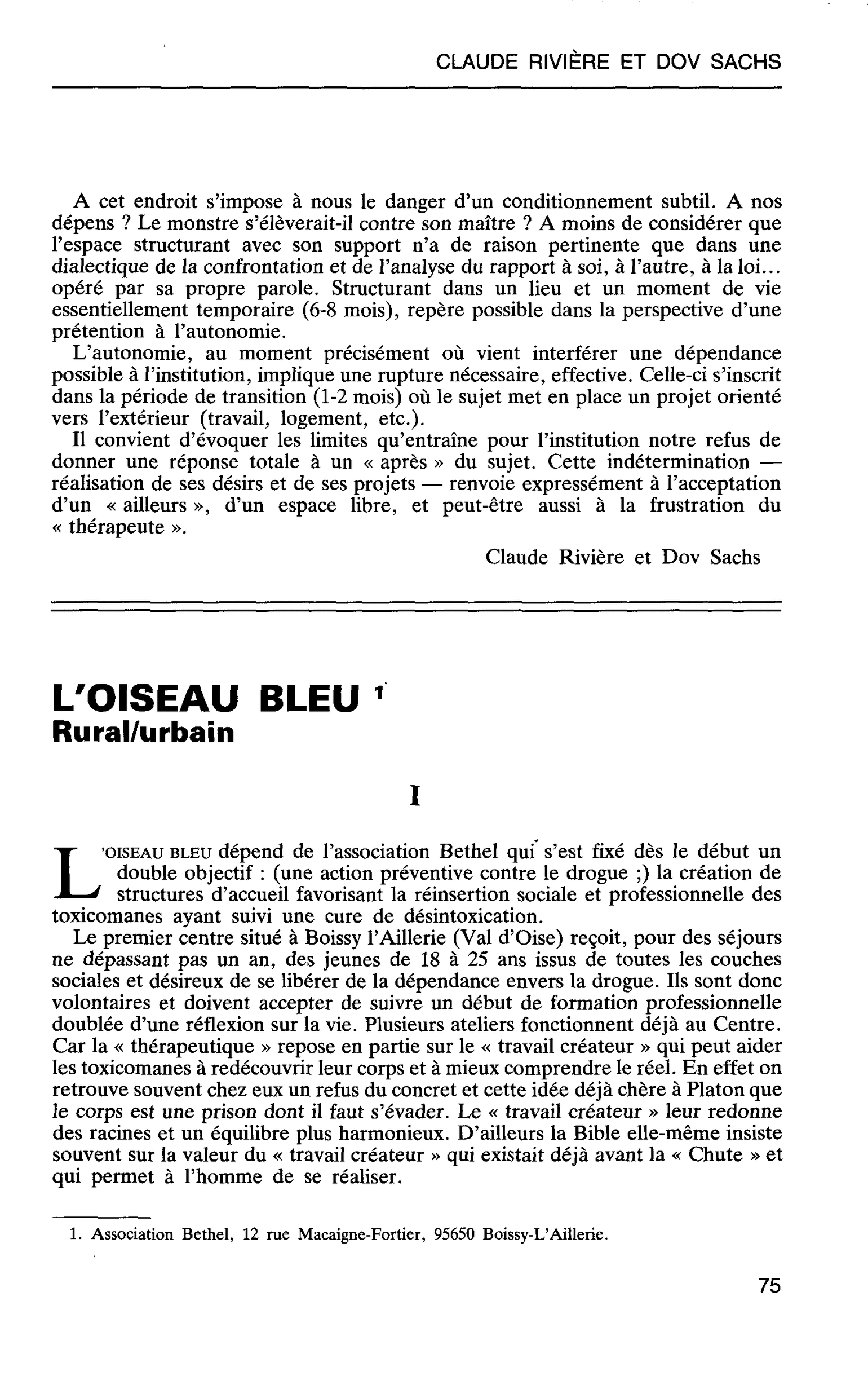 L’OISEAU BLEU Rural/urbain